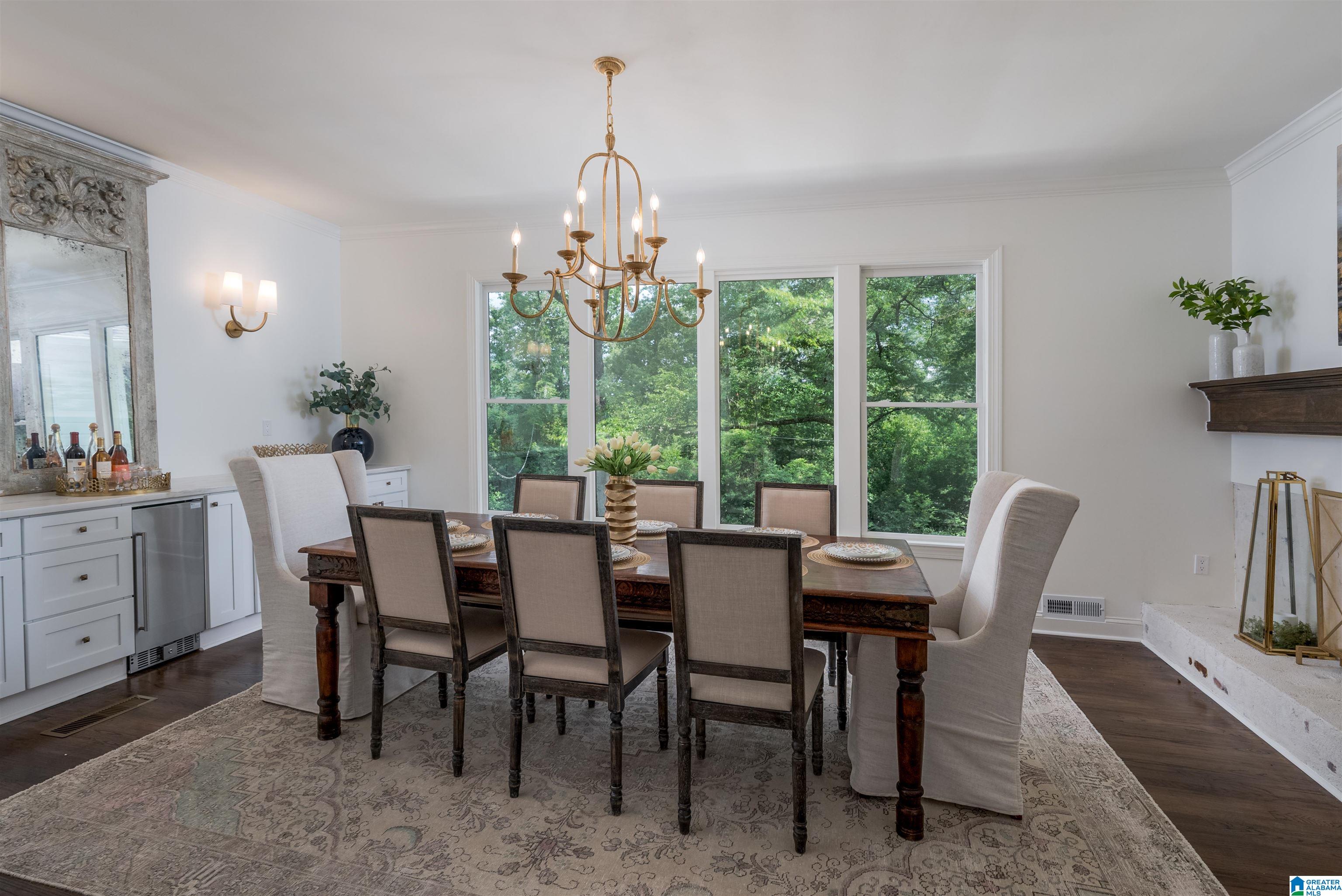 Large, beautiful dining room with built-ins