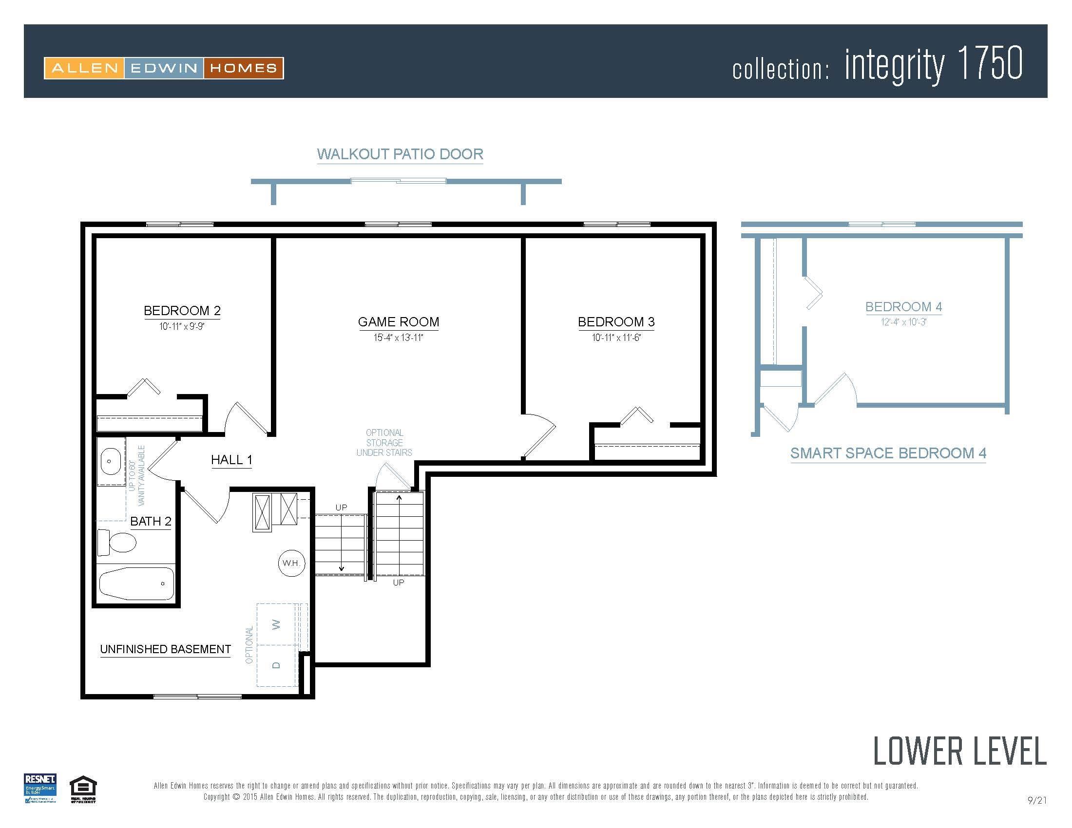 Standard floor plan layout, actual home may vary in options.