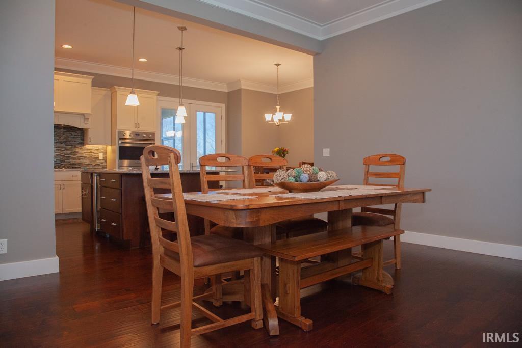 The dining is open to the living area and kitchen...