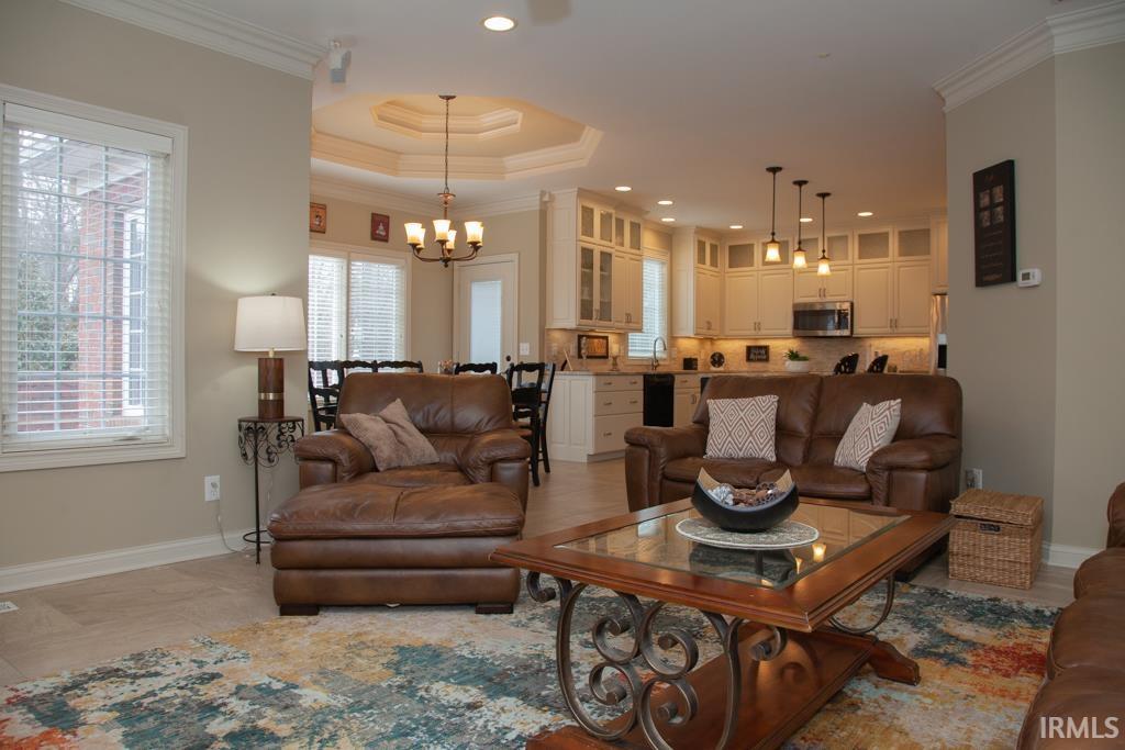 Main level Family room  aadjacent to the kitchen-perfect for Game Night!