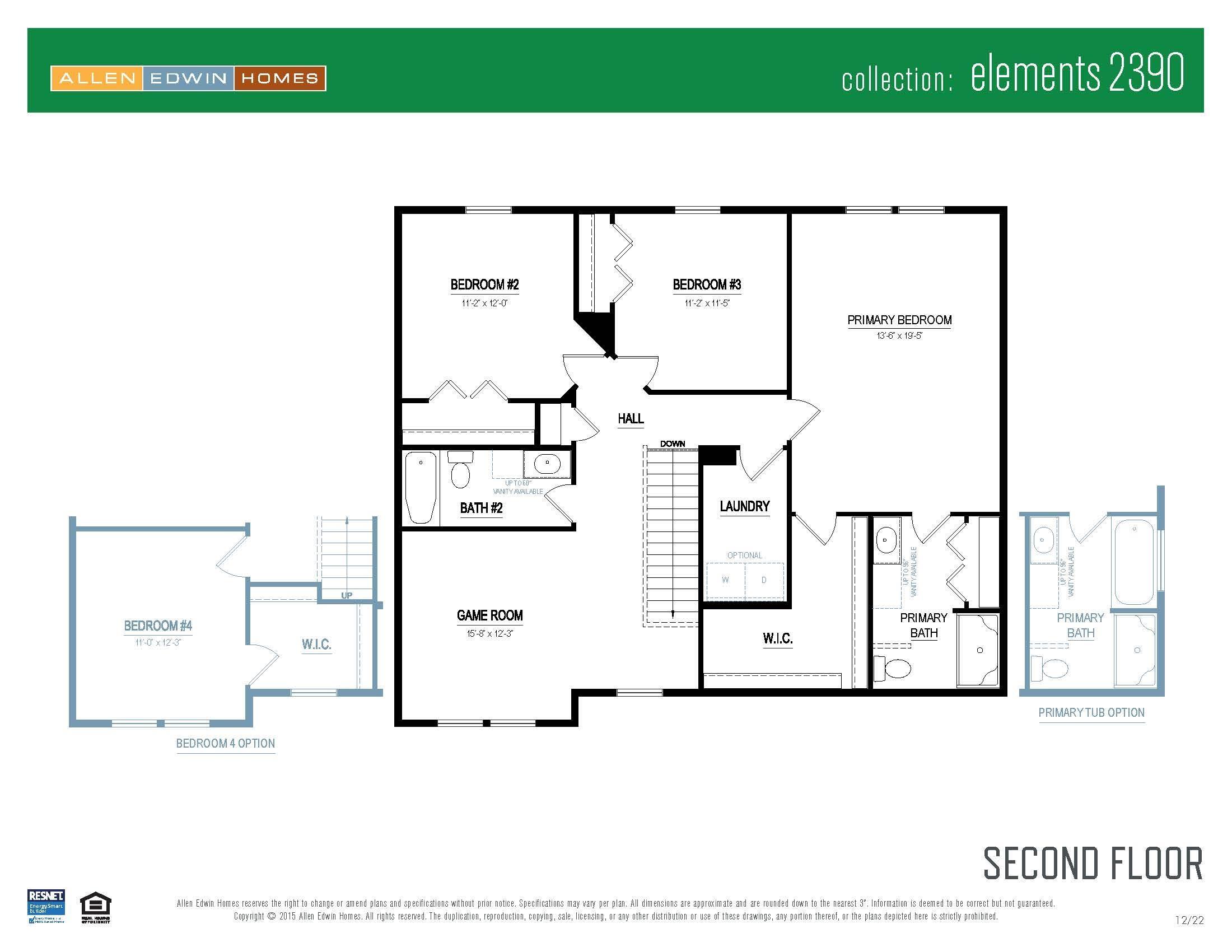 Standard floor plan layout, actual home may vary in options.