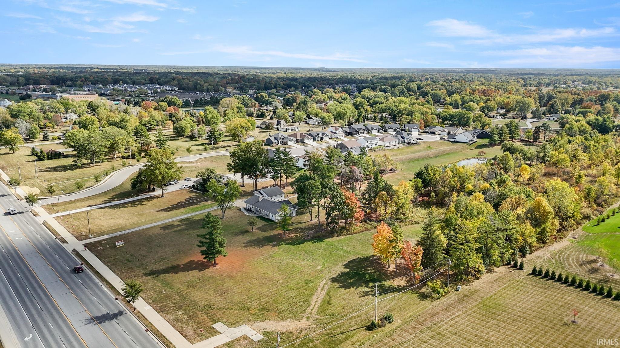 Aerial perspective of suburban area