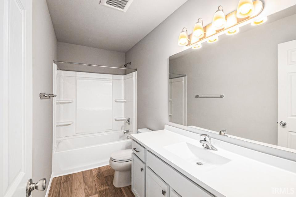 There is a full bath on the second floor, which includes a tub/shower combo.