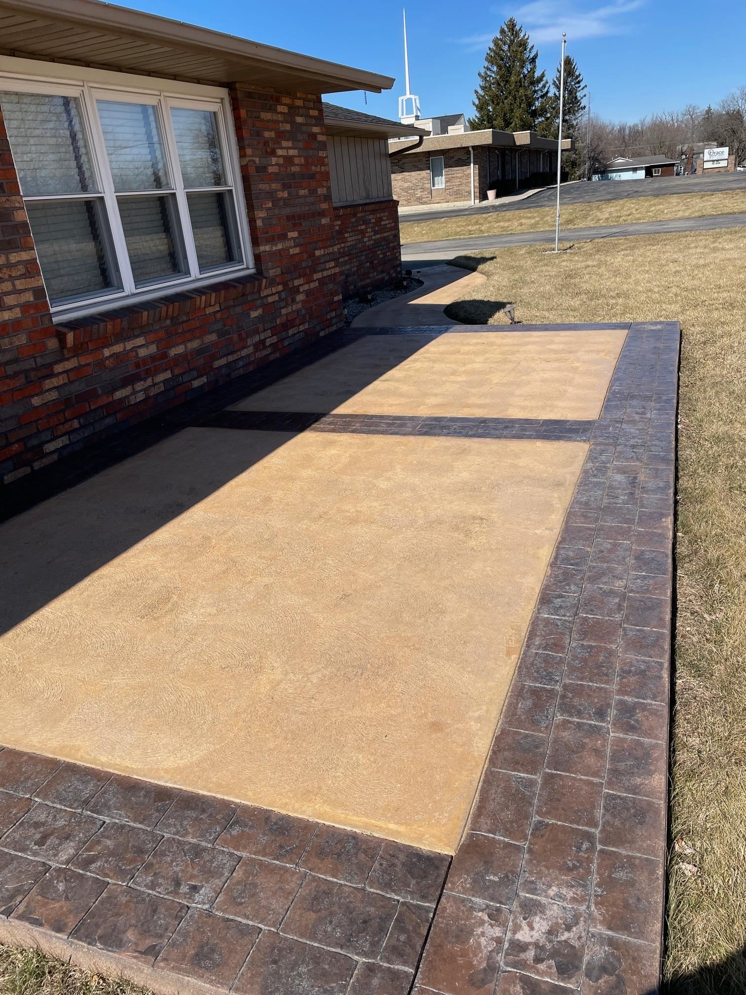 Custom concrete front porch and walkway