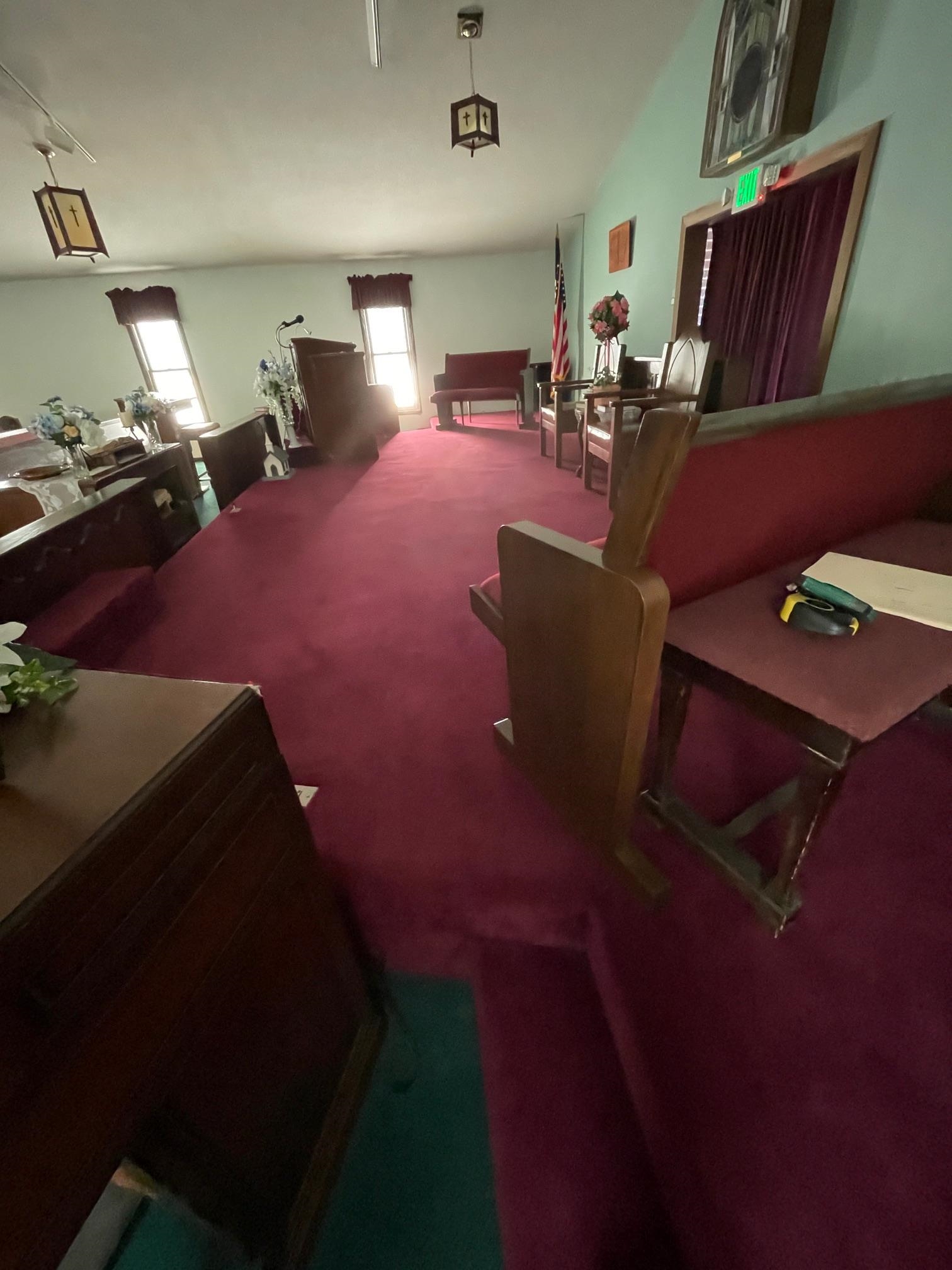 13 FEET DEEP X 31 WIDE RAISED STAGE/PULPIT AREA