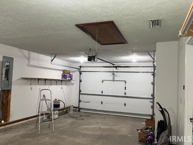 Garage with door opener, pull down attic stairs