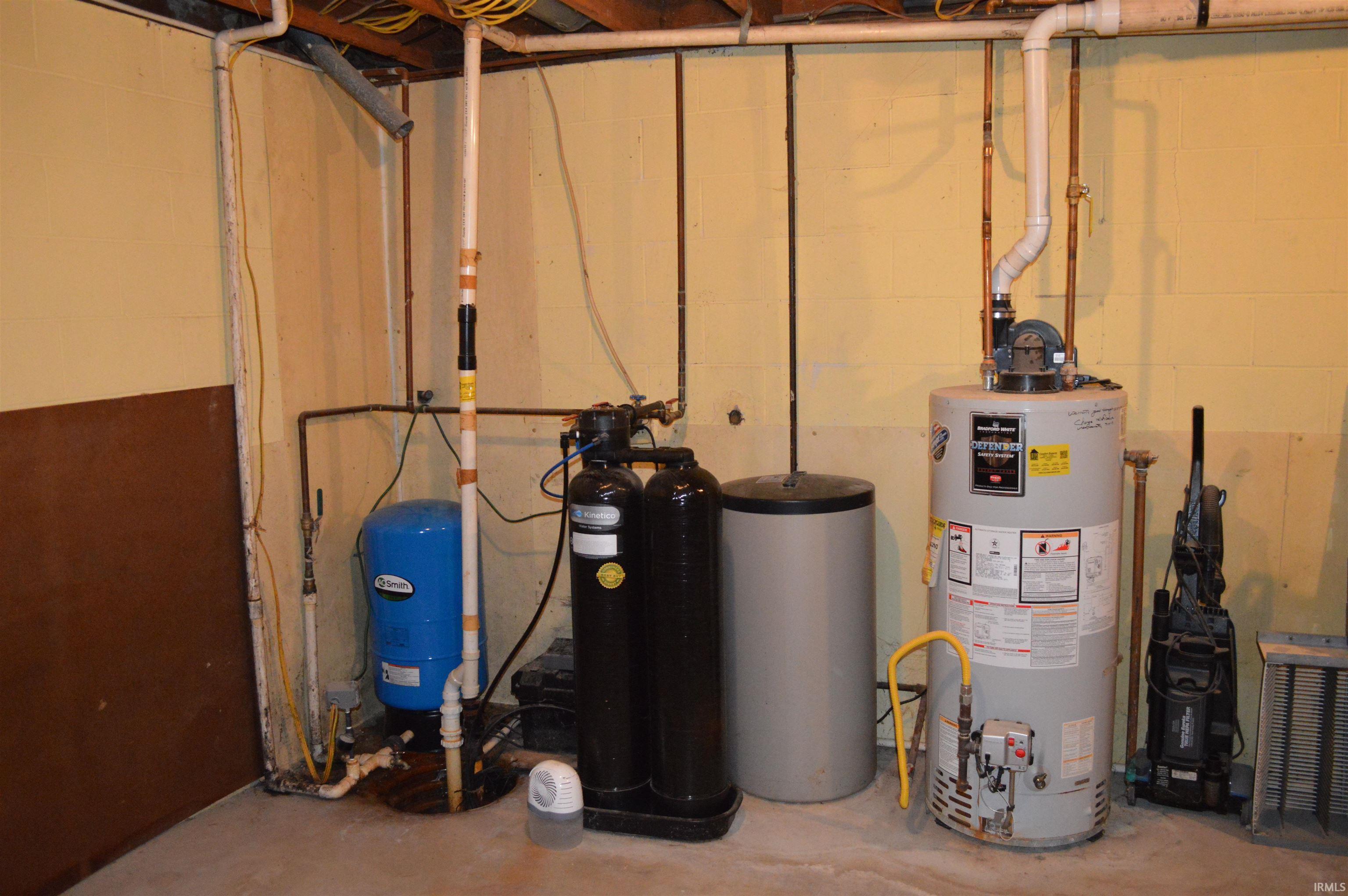 Mechanical room in basement with plenty of space for storage.
