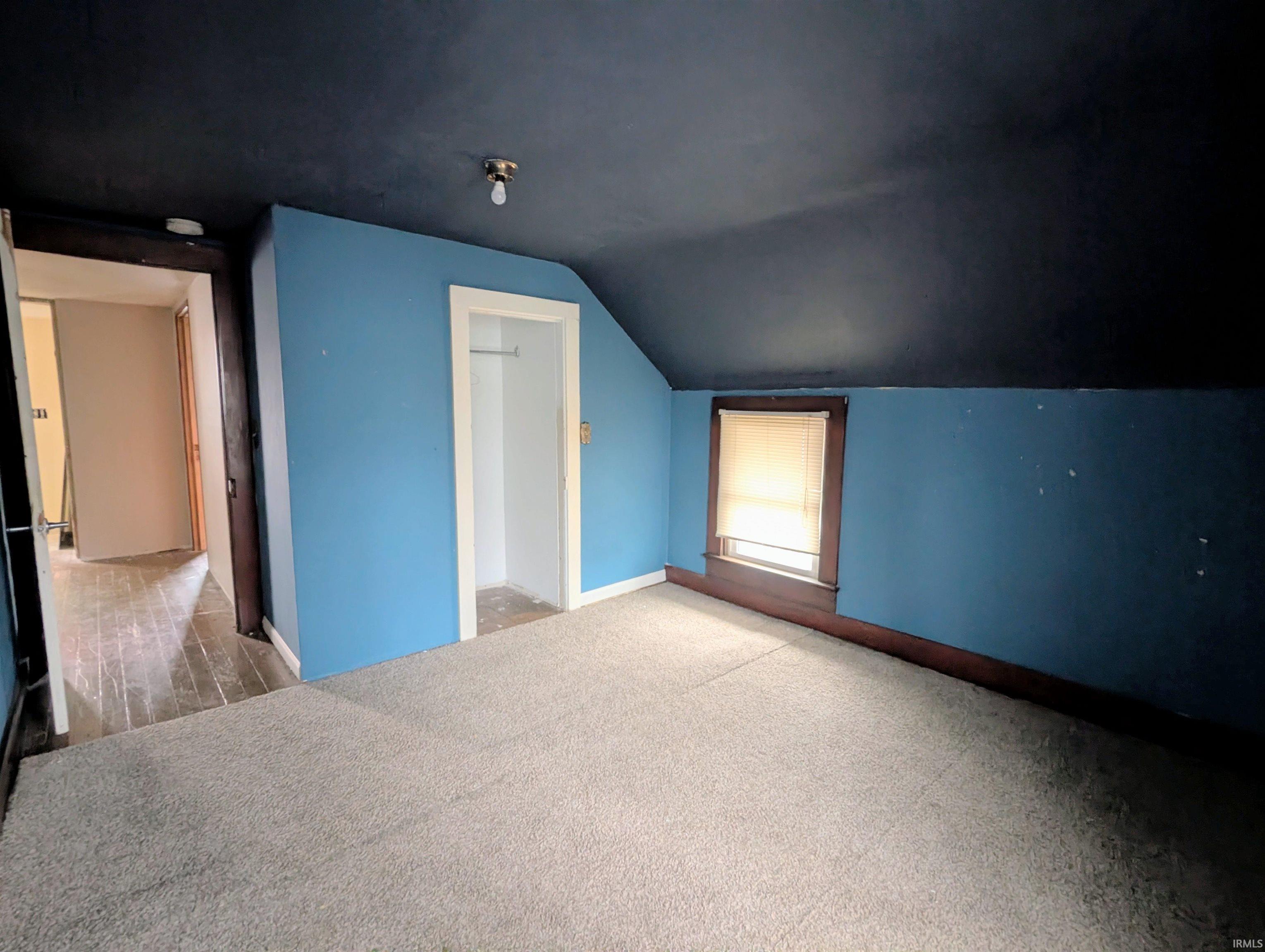 Bonus room featuring carpet and vaulted ceiling