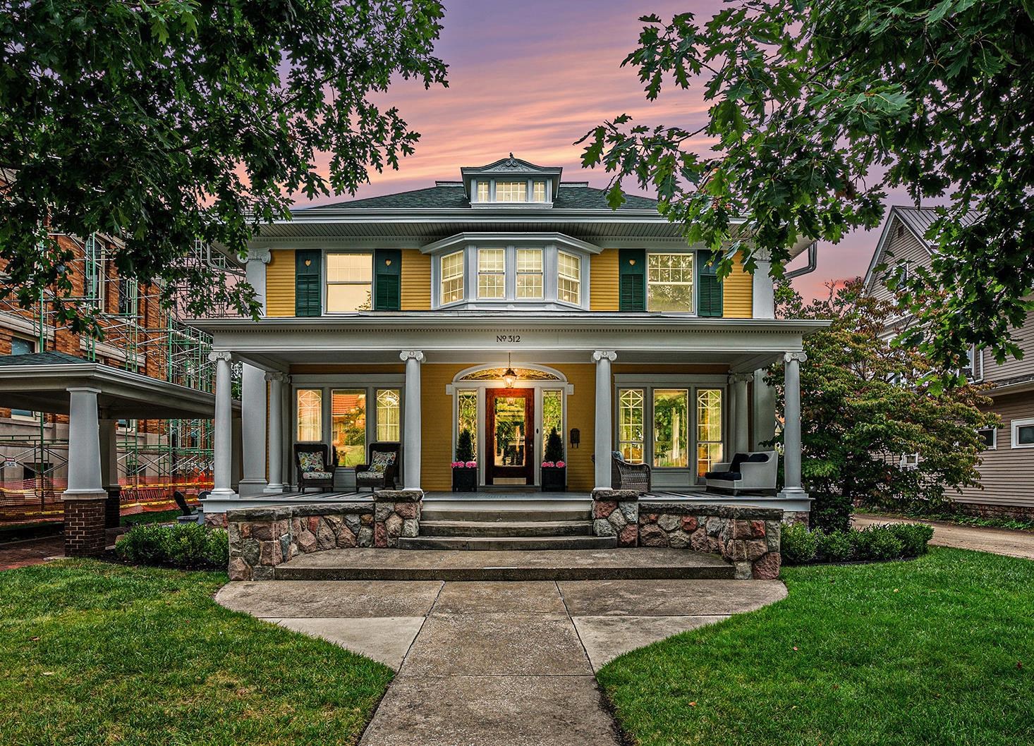 Front of the home has been meticulously scraped down to original wood & repainted. Front porch totally restored