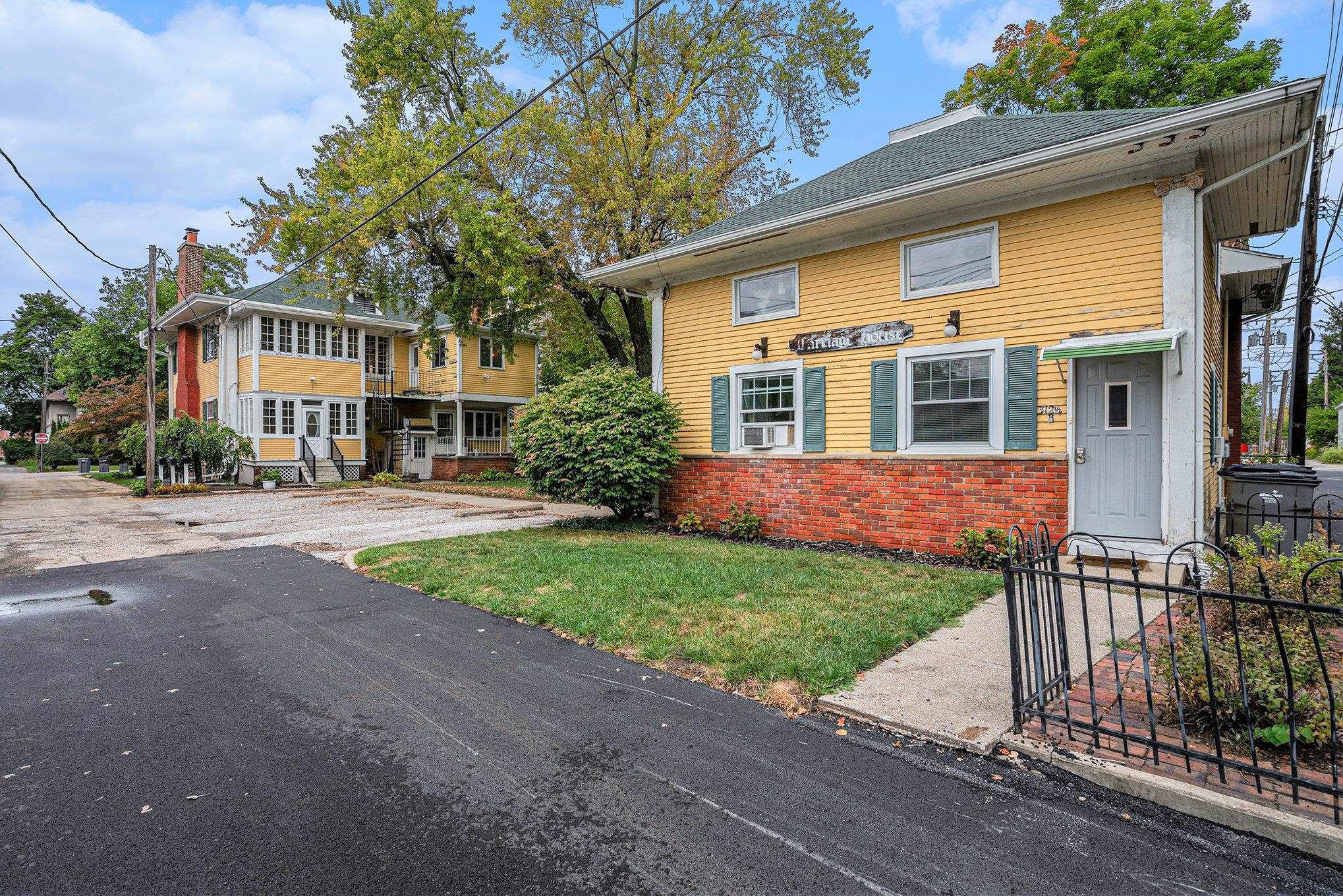 Off the alley at the rear of the home.