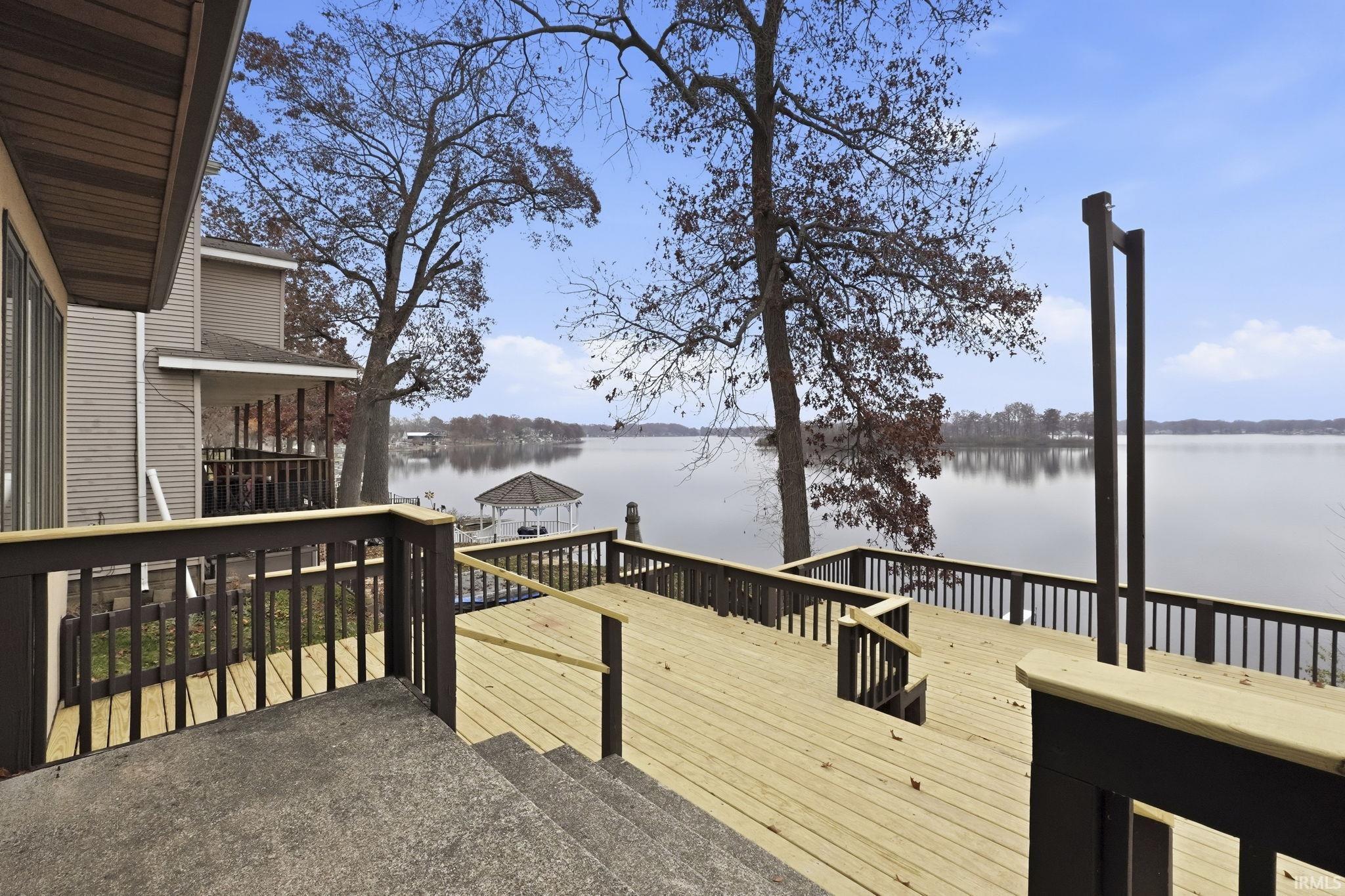 Wooden terrace with a water view