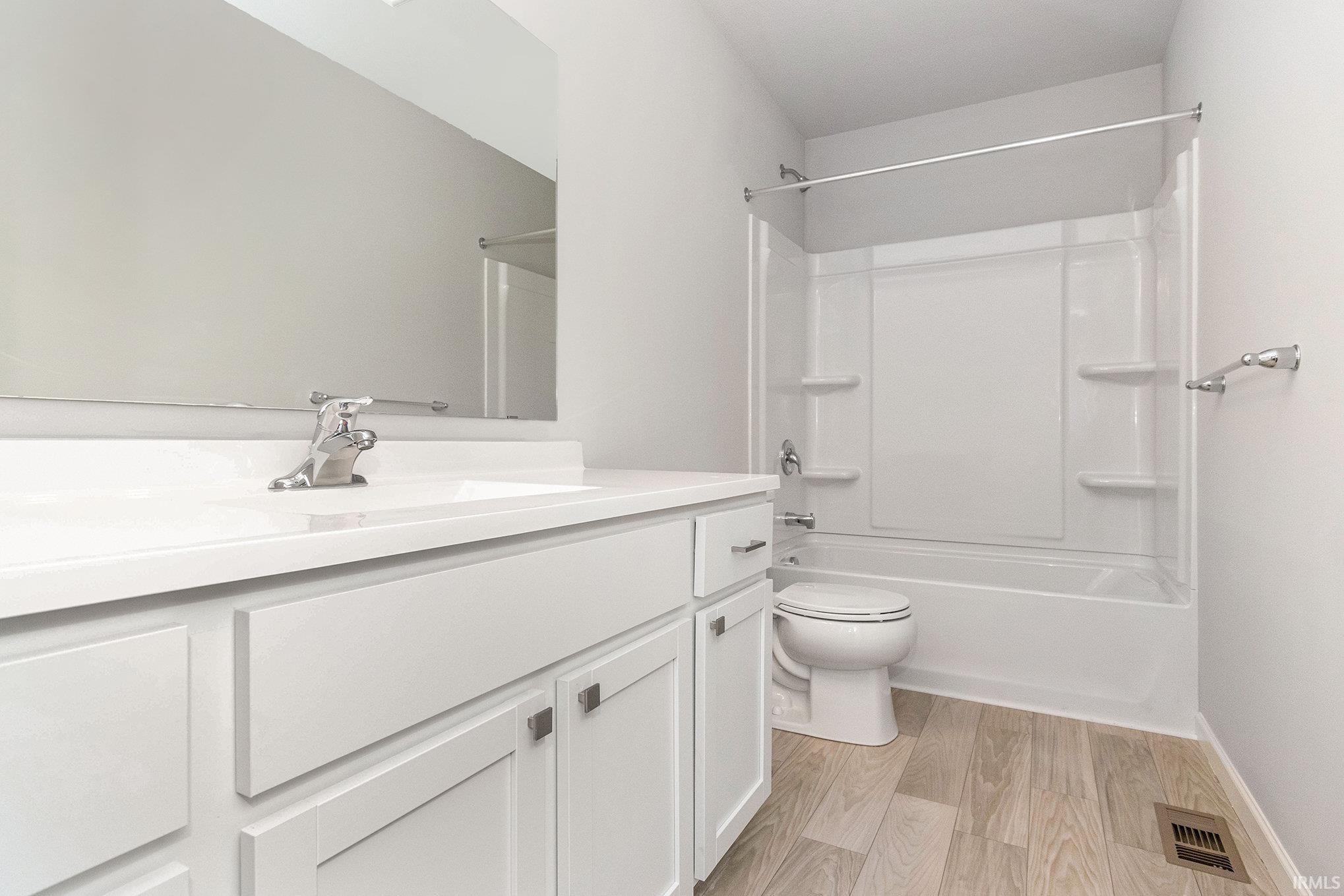 There is a full bath on the second floor, which includes a tub/shower combo.