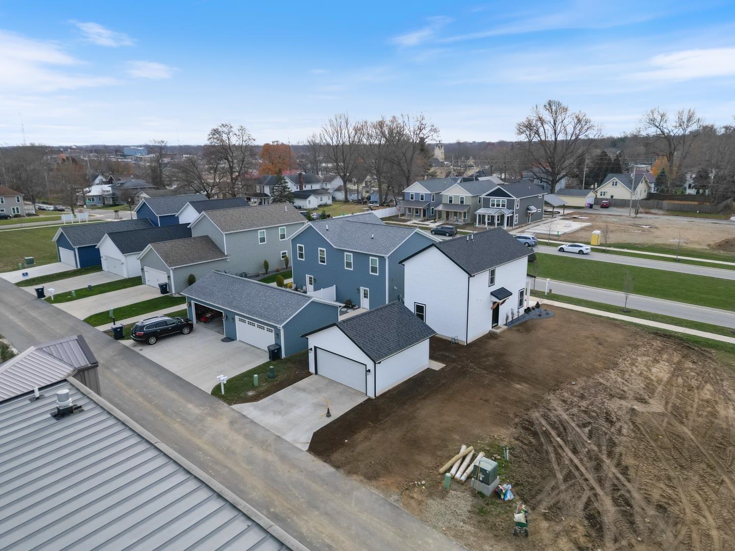 Aerial view of residential area