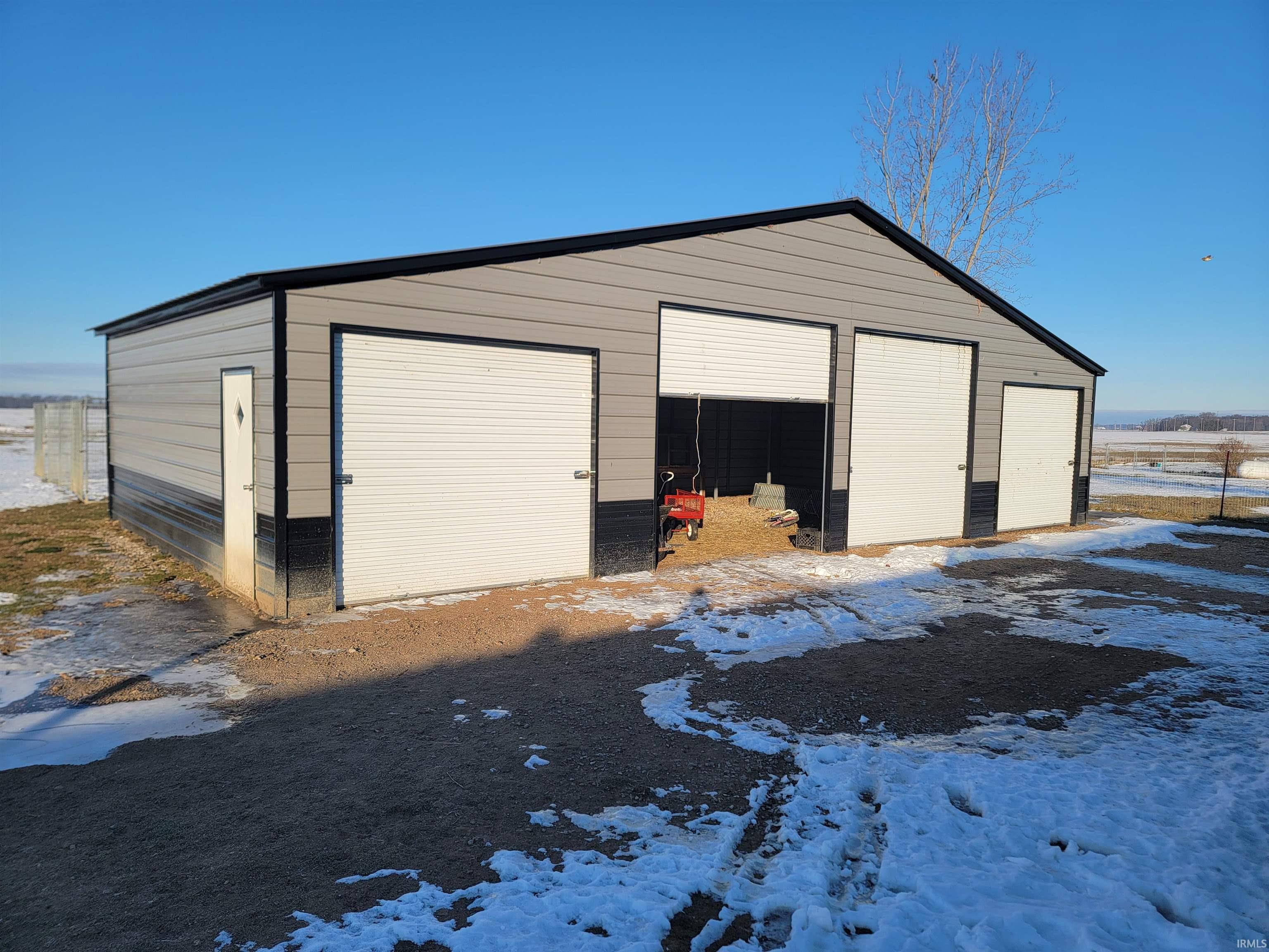 View of snow covered garage