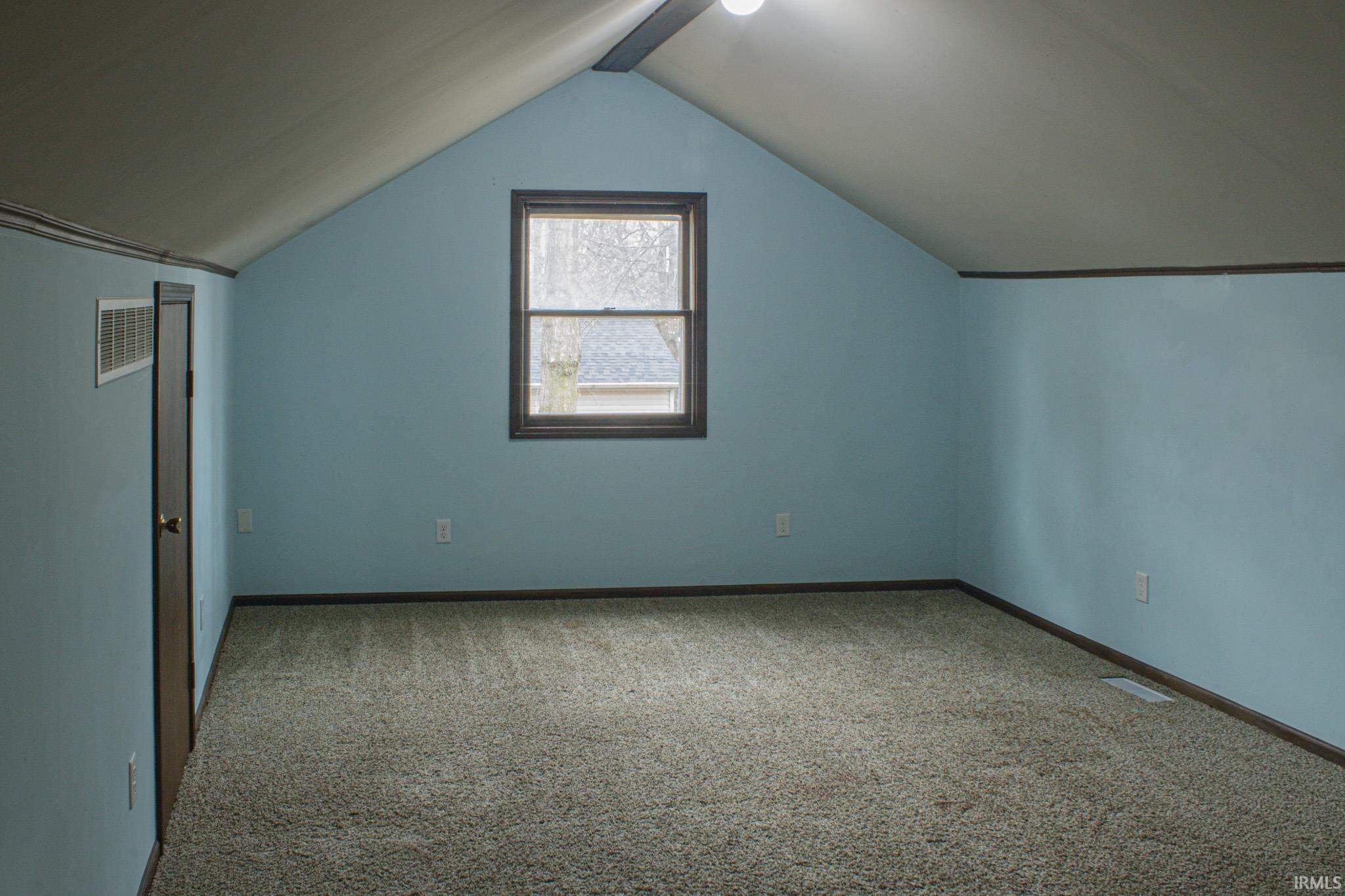 Additional living space featuring carpet and lofted ceiling