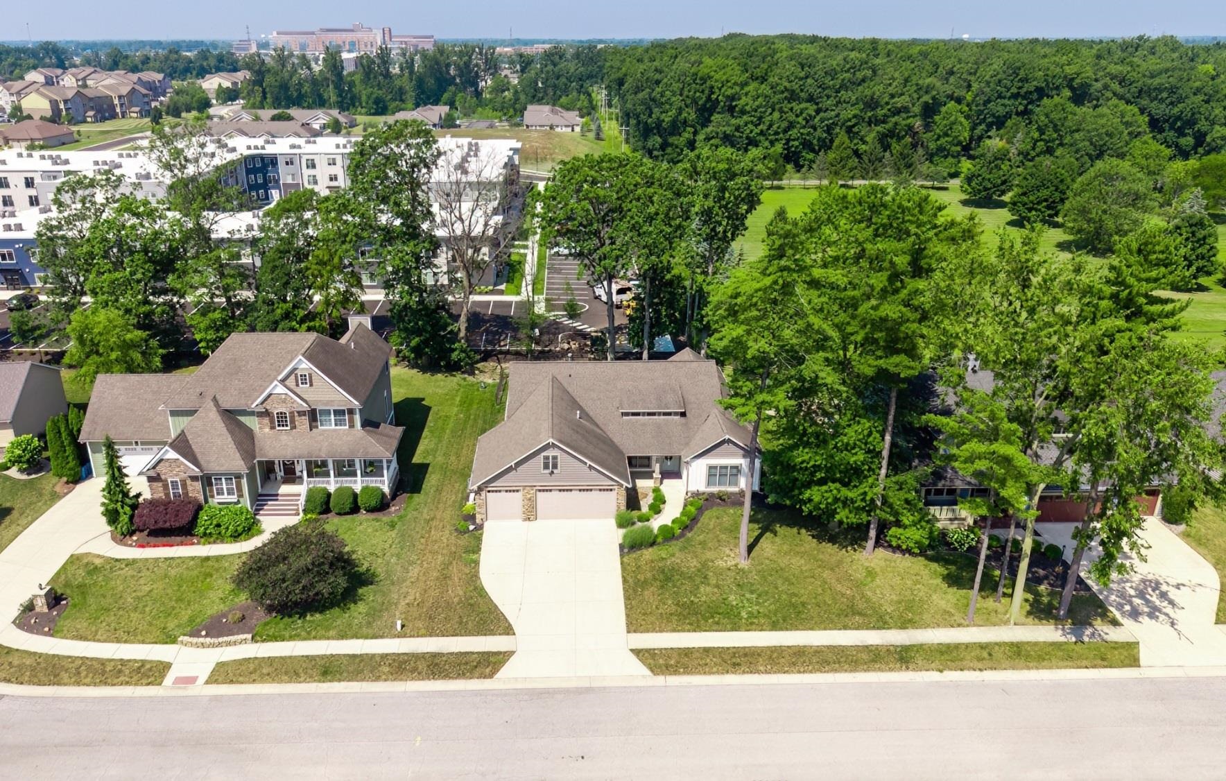 Aerial perspective of suburban area