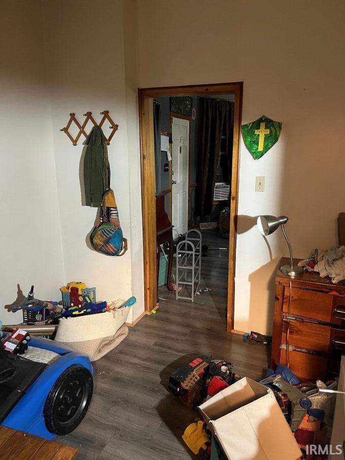 Interior space with dark wood finished floors