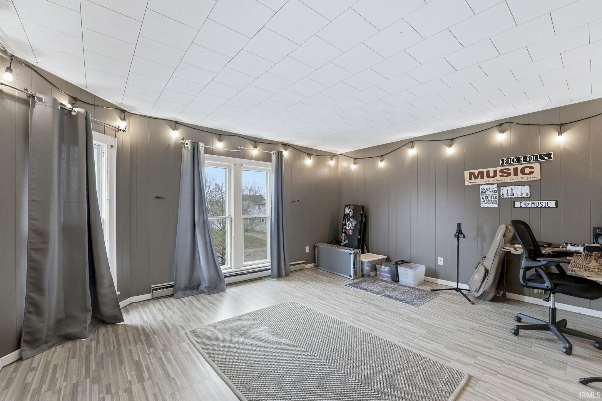 Office with a baseboard heating unit