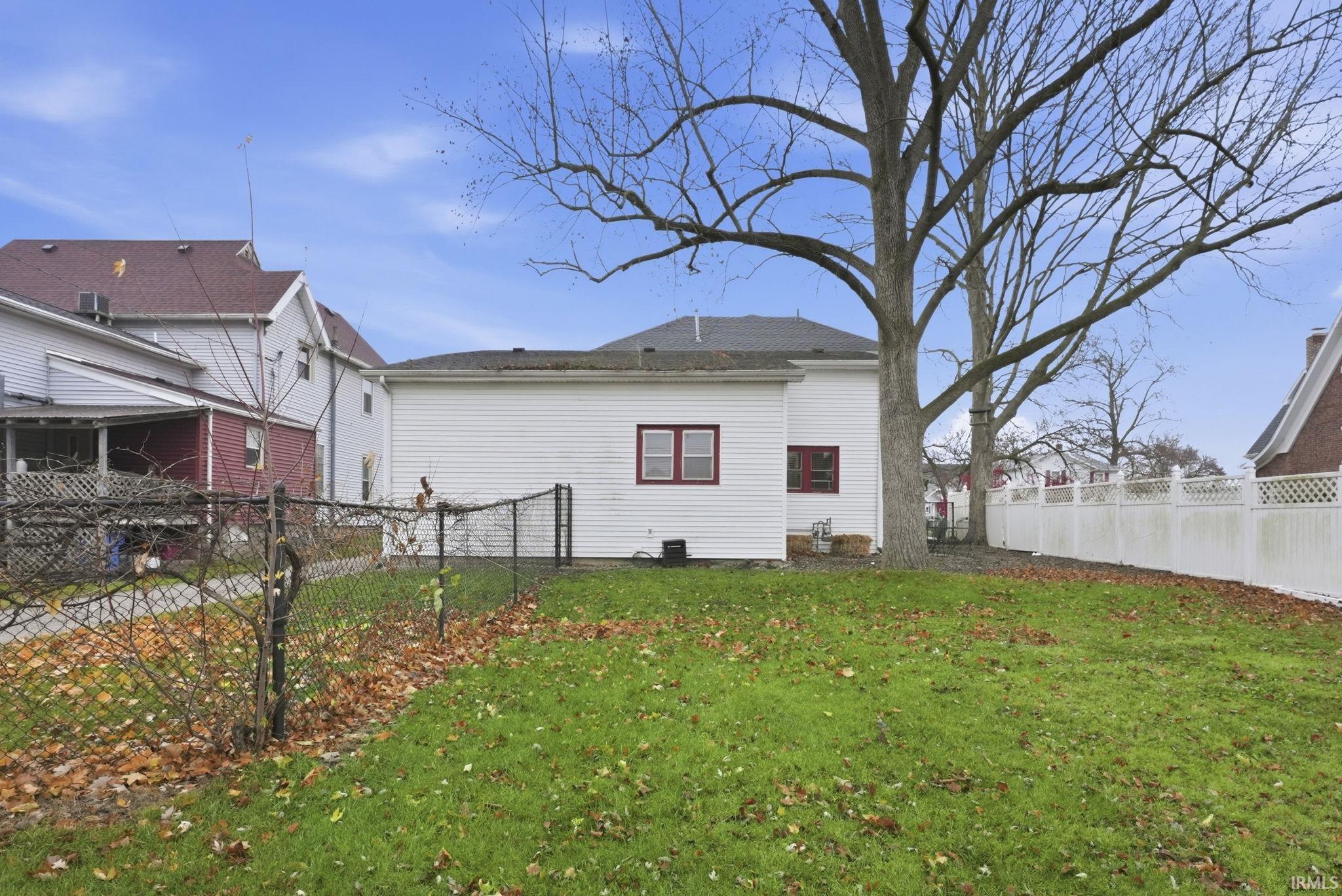 Rear view of property with a fenced backyard