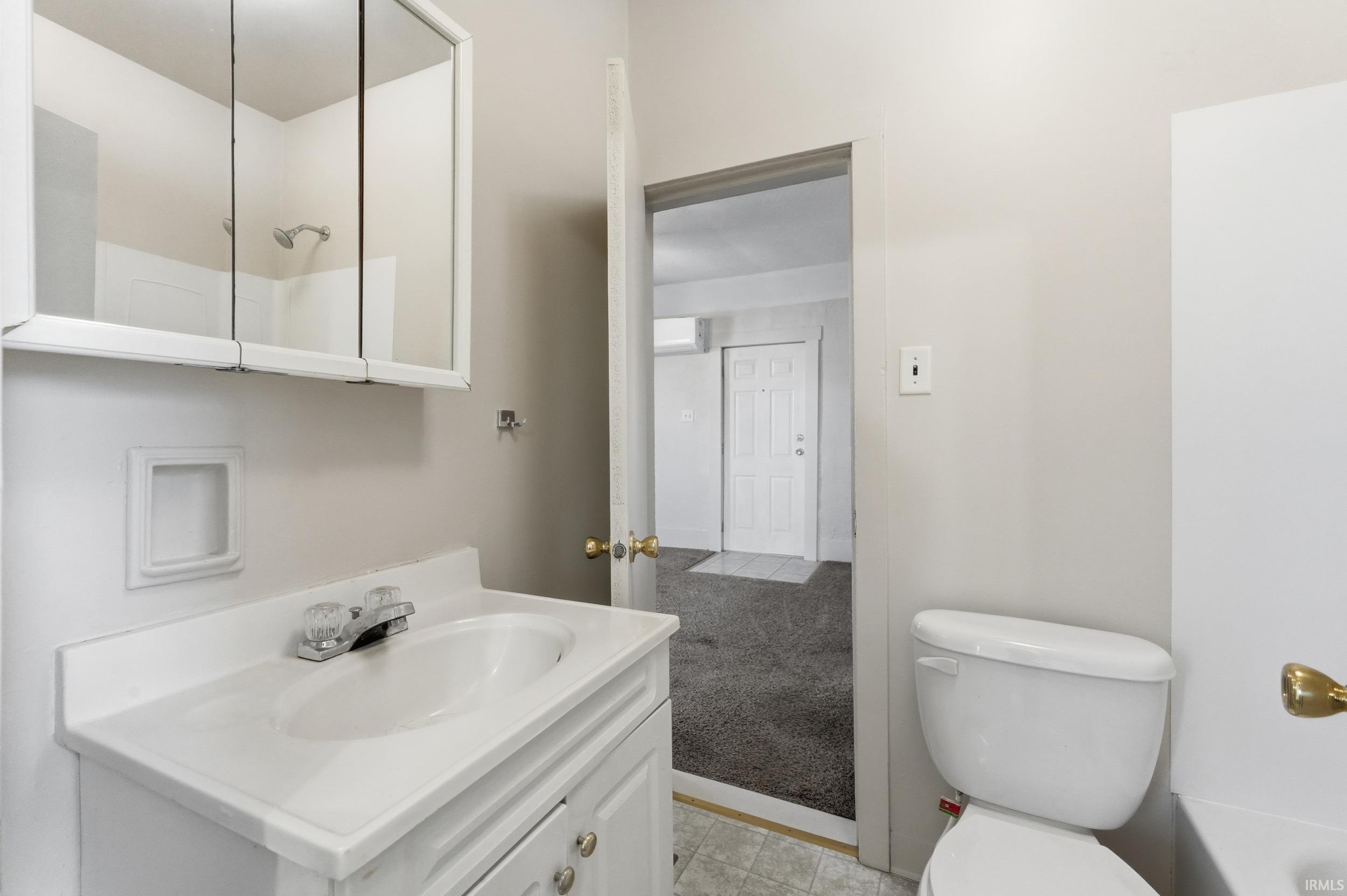 Full bathroom with vanity and toilet
