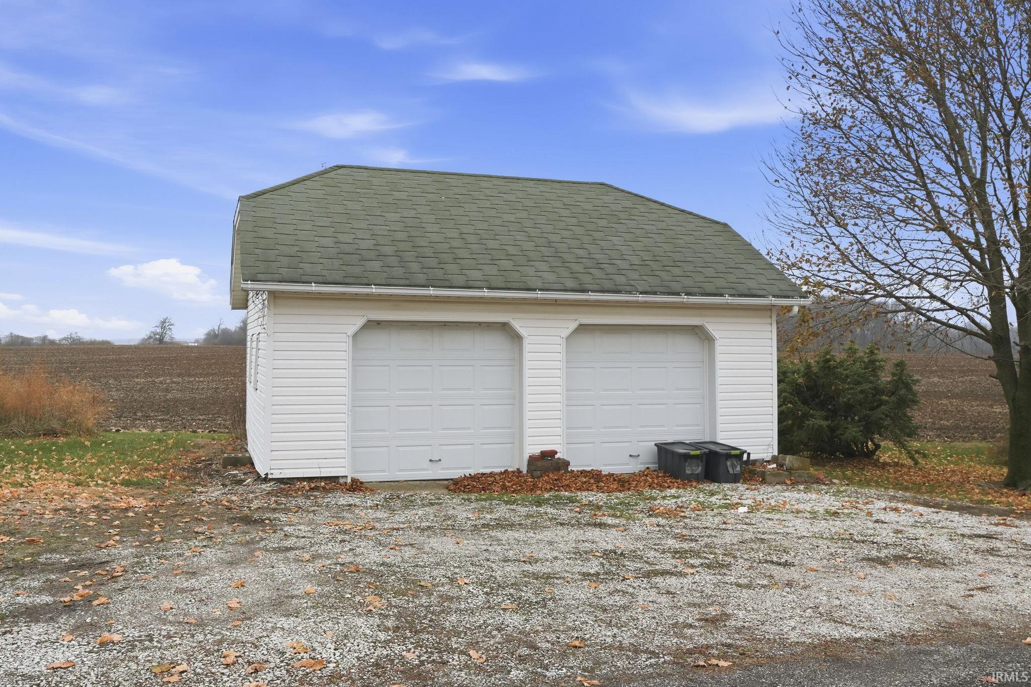 View of detached garage