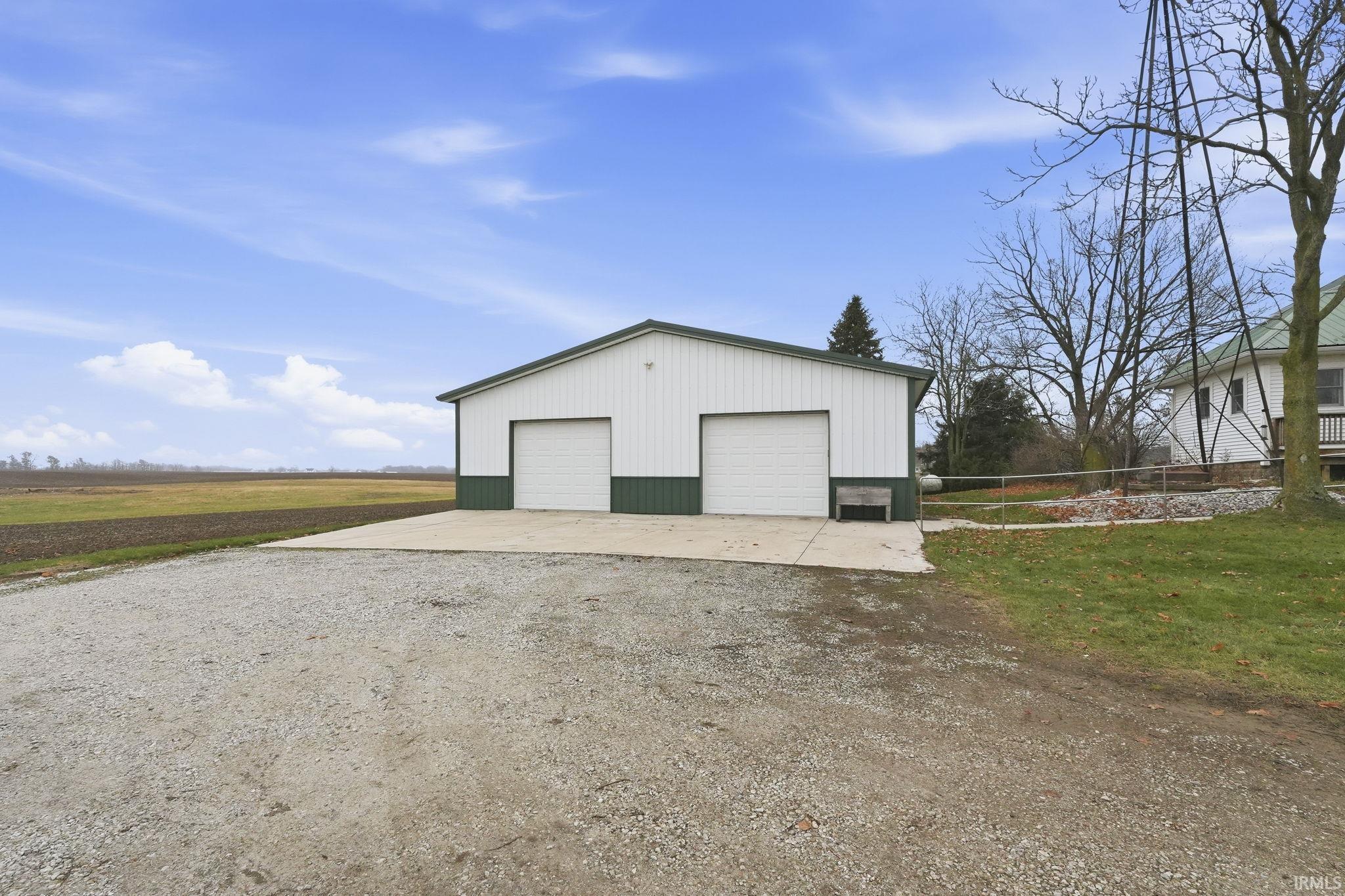 View of detached garage