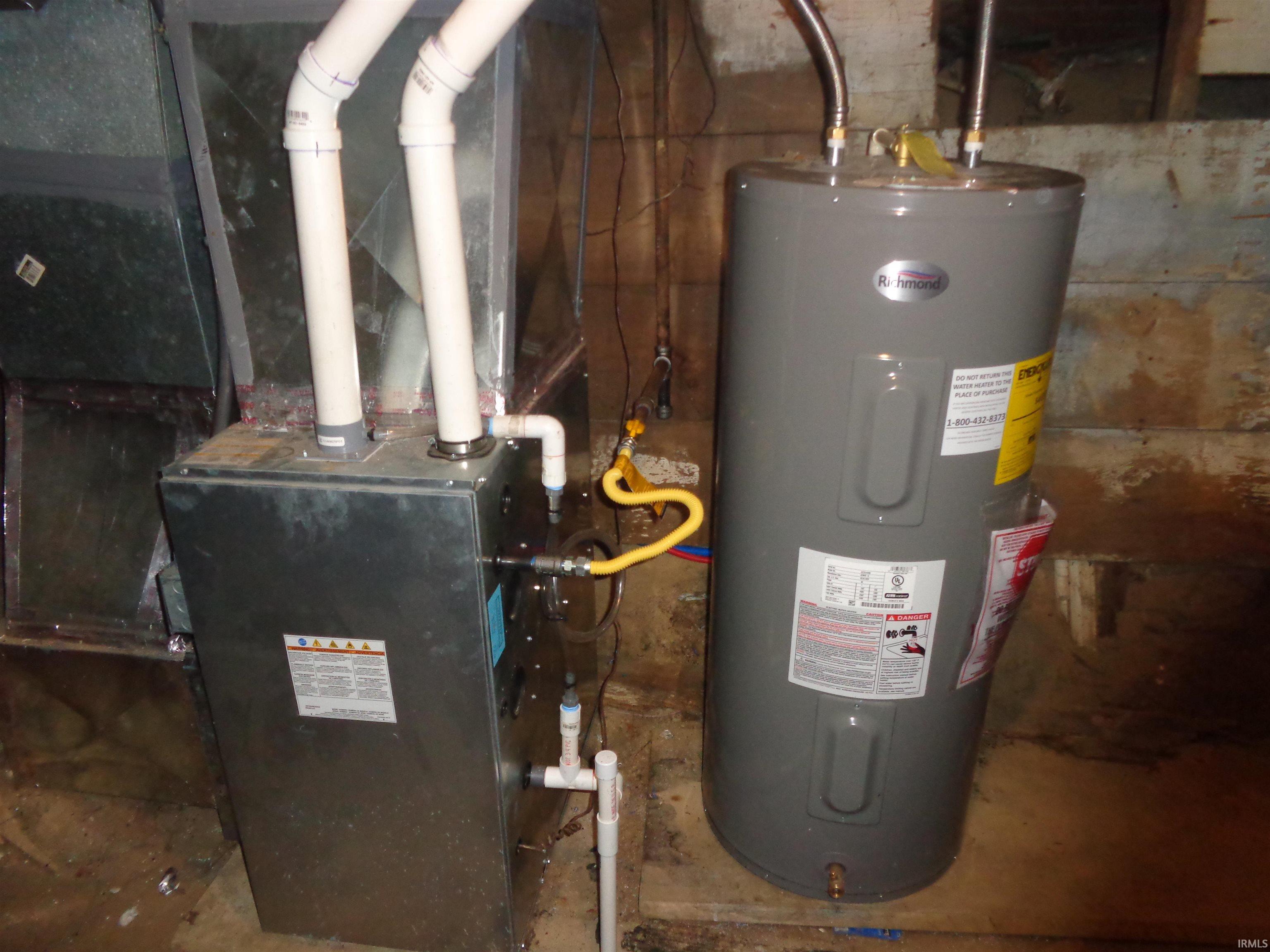Utilities featuring electric water heater and heating unit