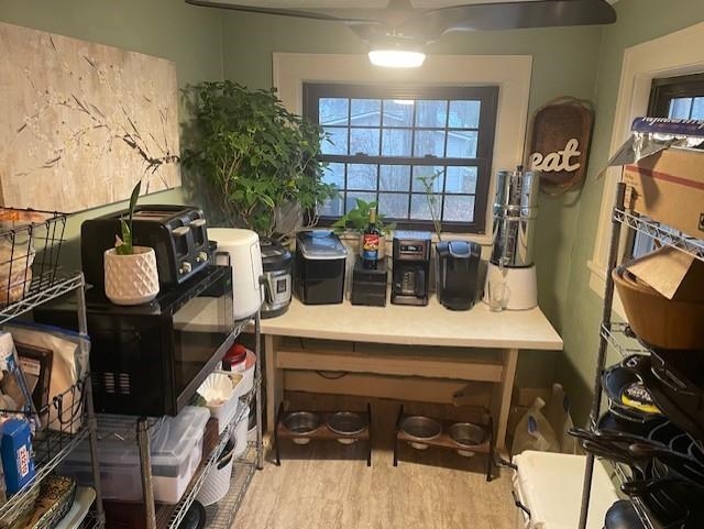 Dining room with light wood-type flooring