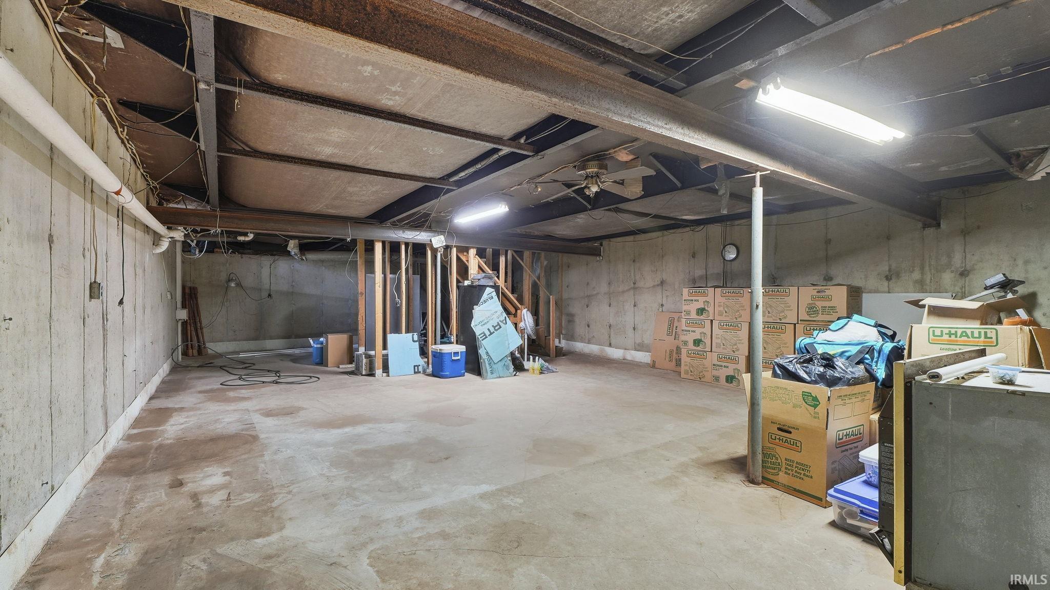 View of unfinished basement