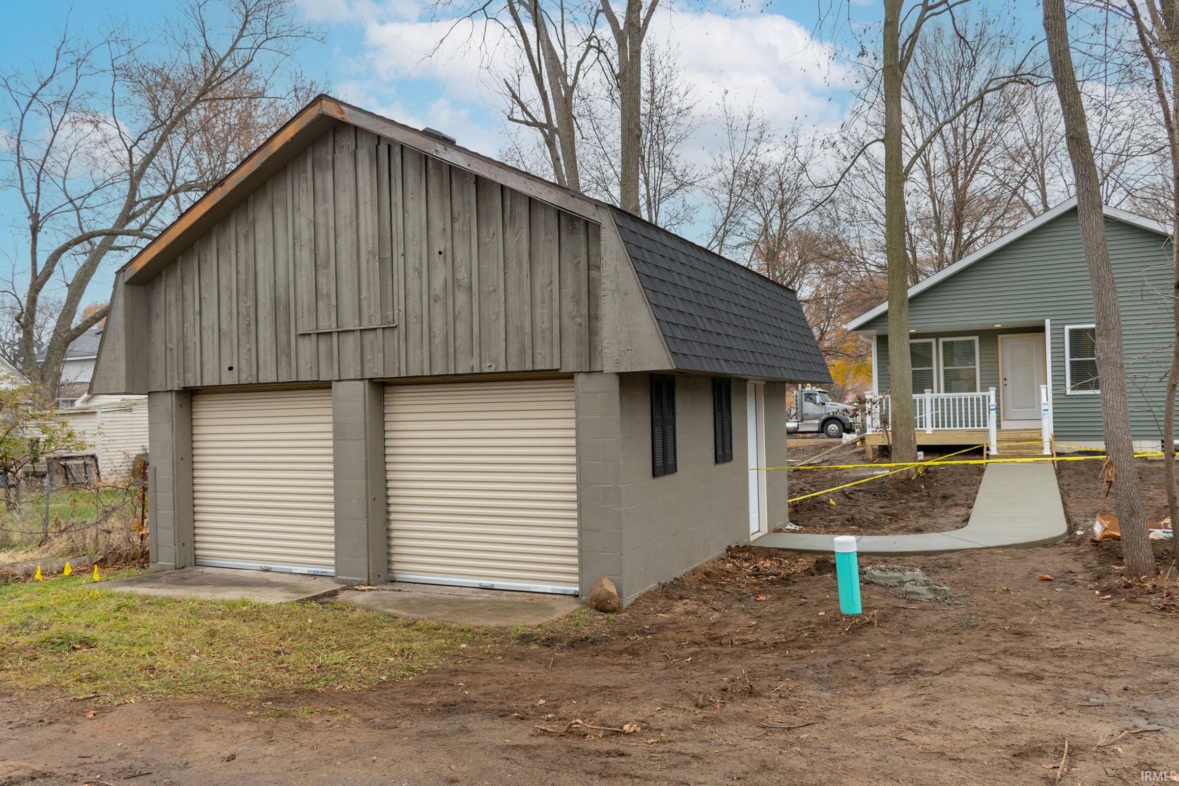 View of detached garage