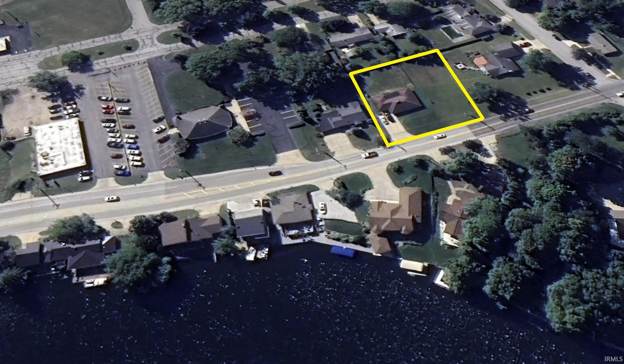 Aerial overview of property's location with property boundaries highlighted