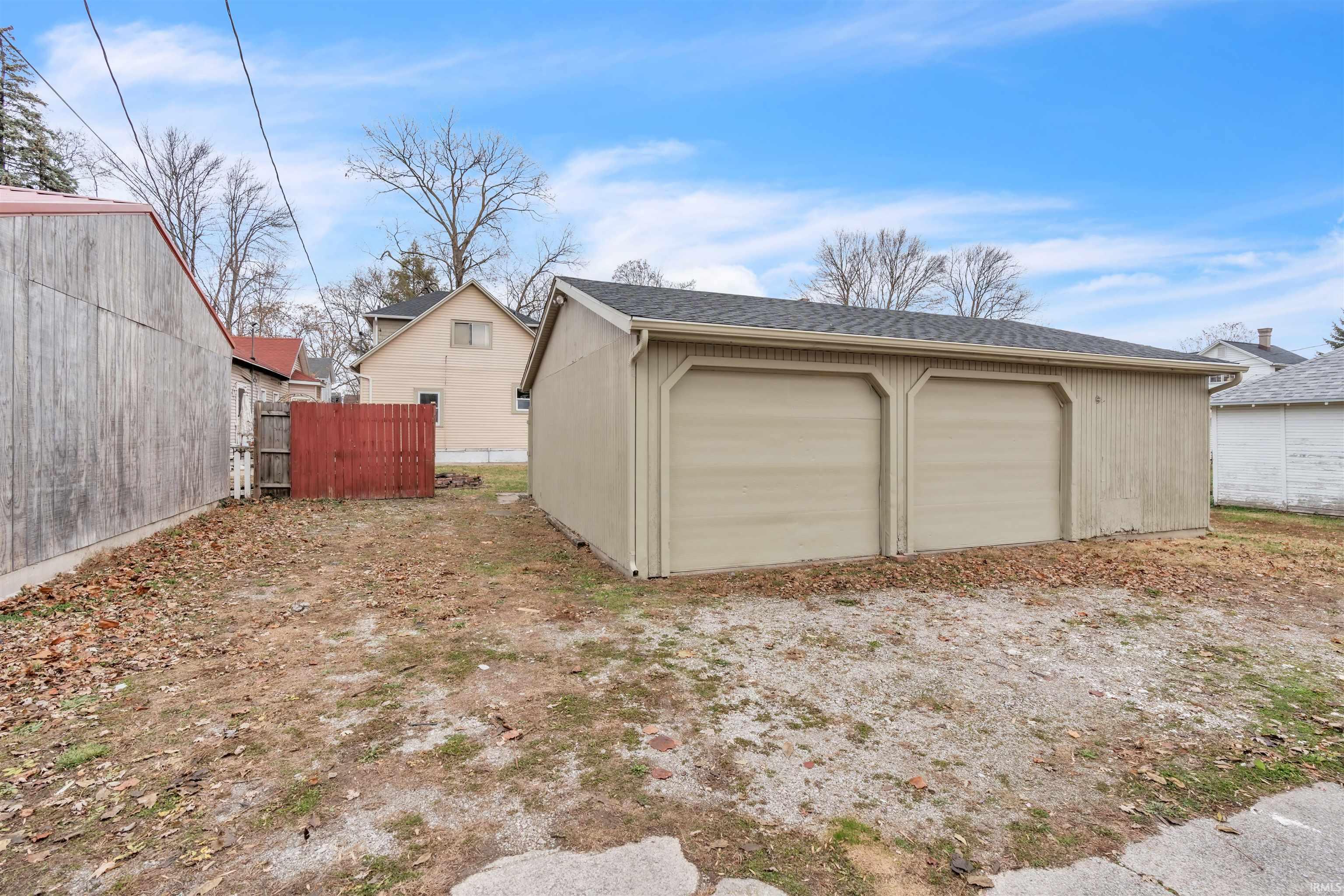 View of detached garage