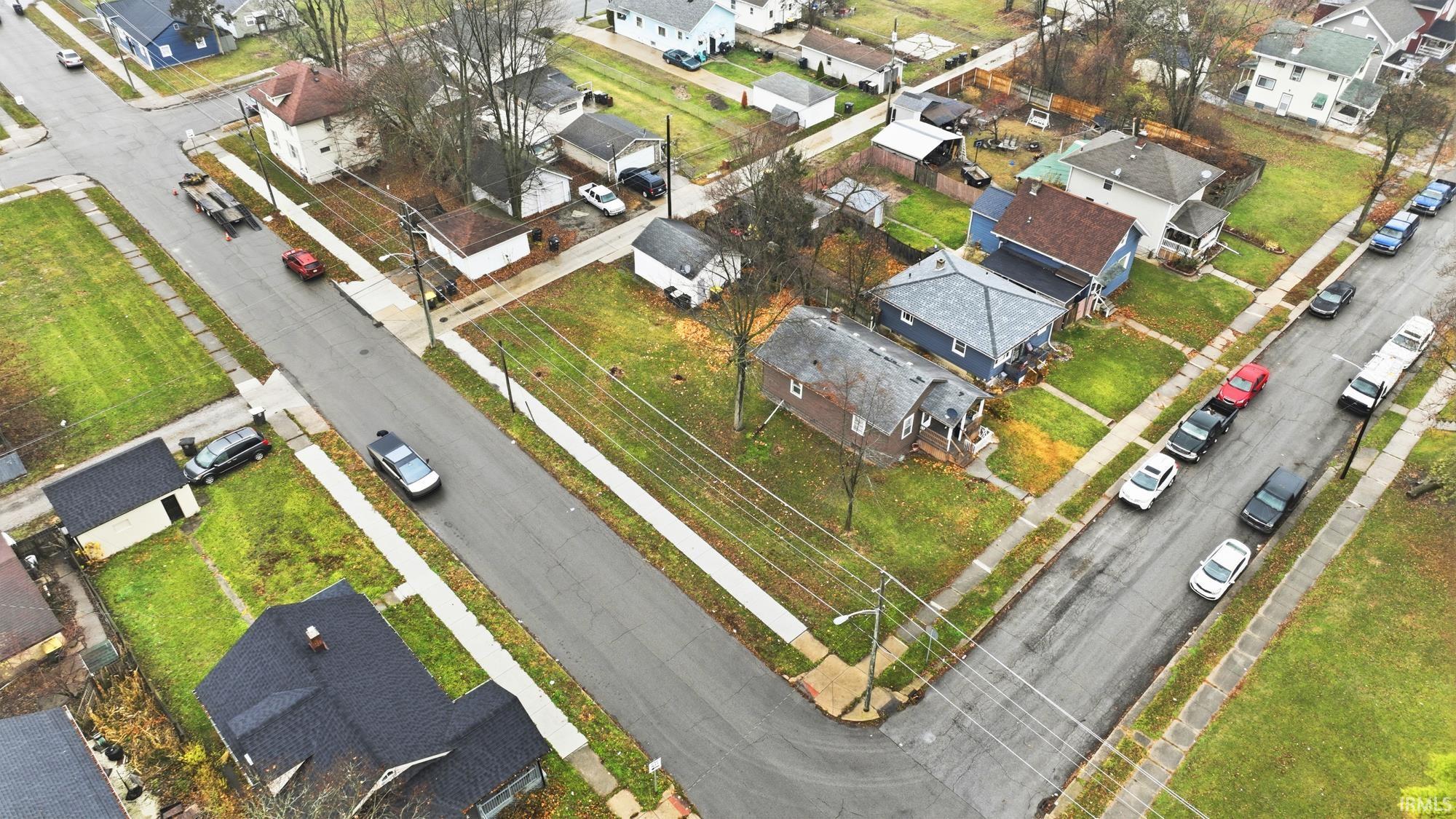 Aerial perspective of suburban area