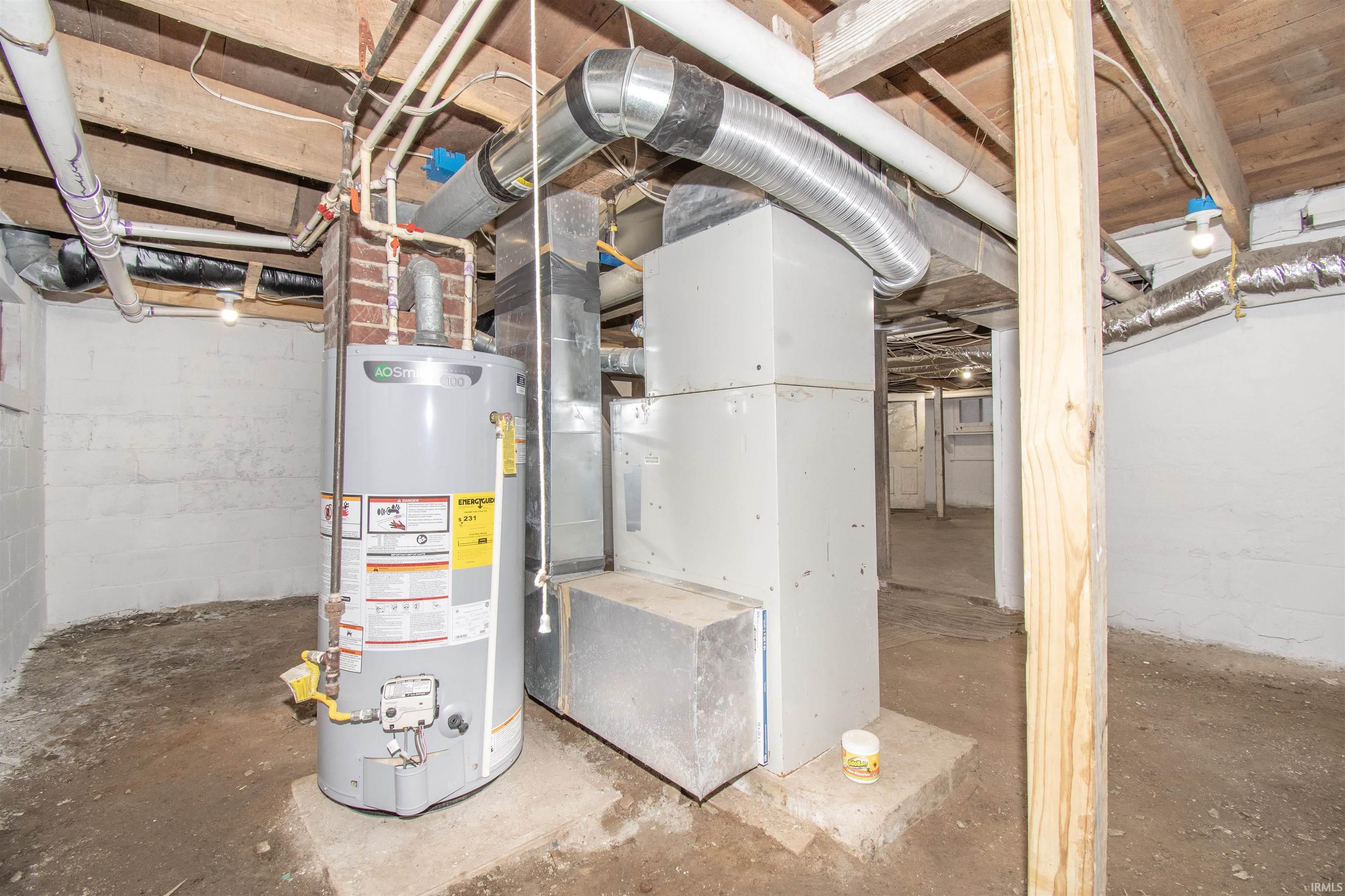Utilities featuring gas water heater and heating unit