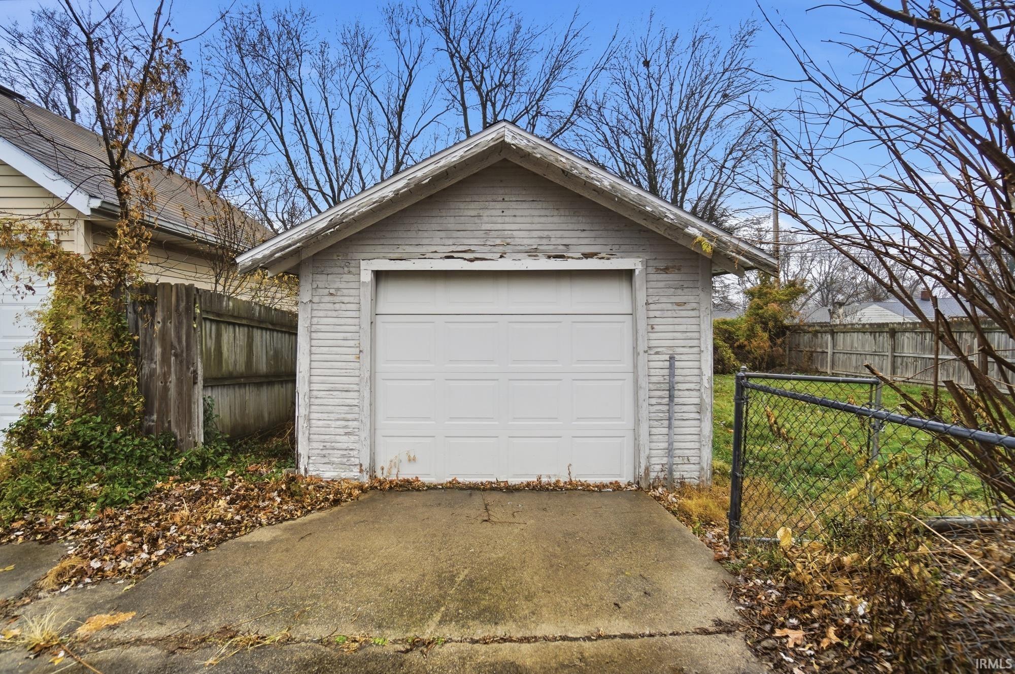 View of detached garage