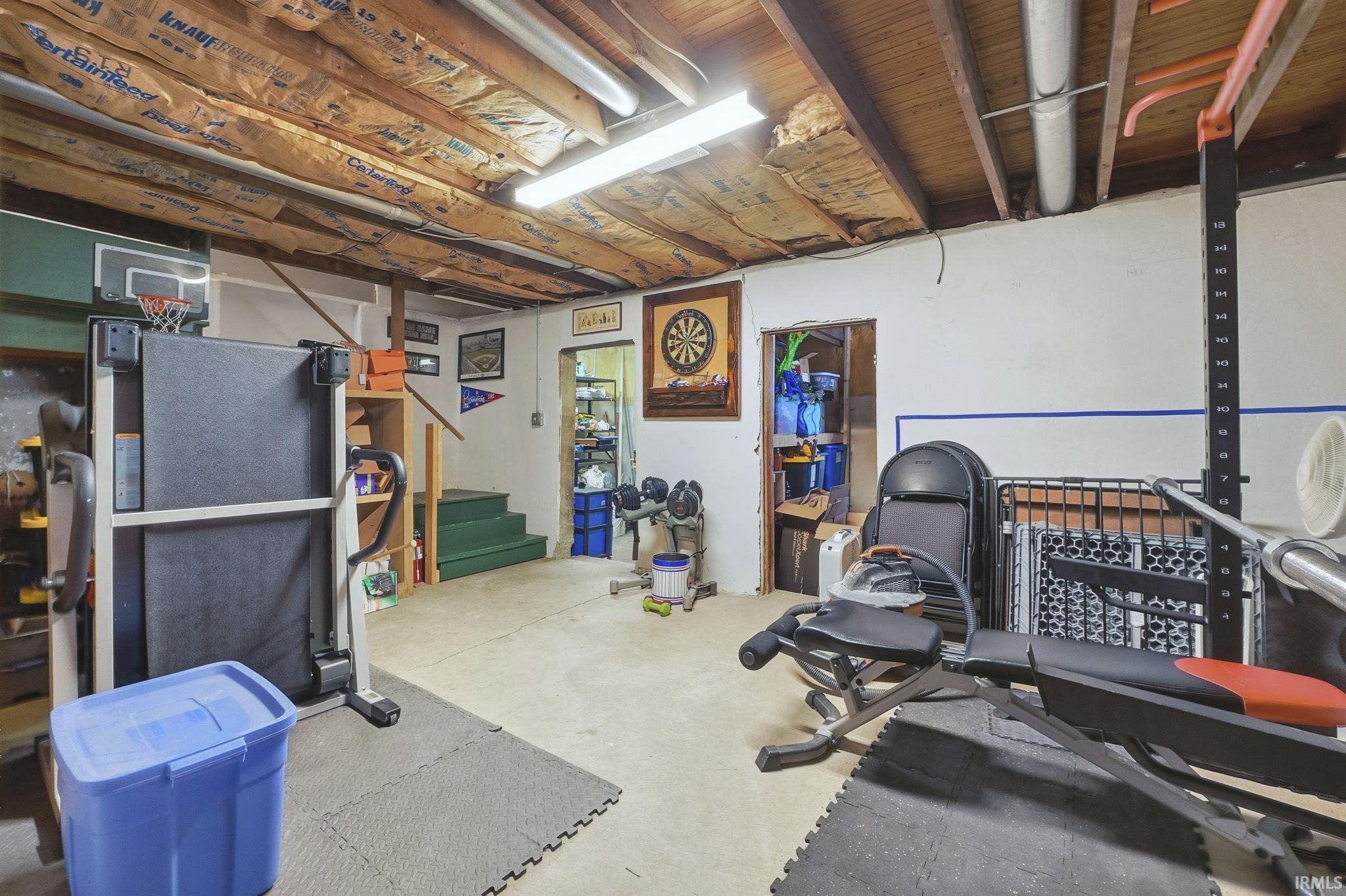 Exercise area with concrete flooring