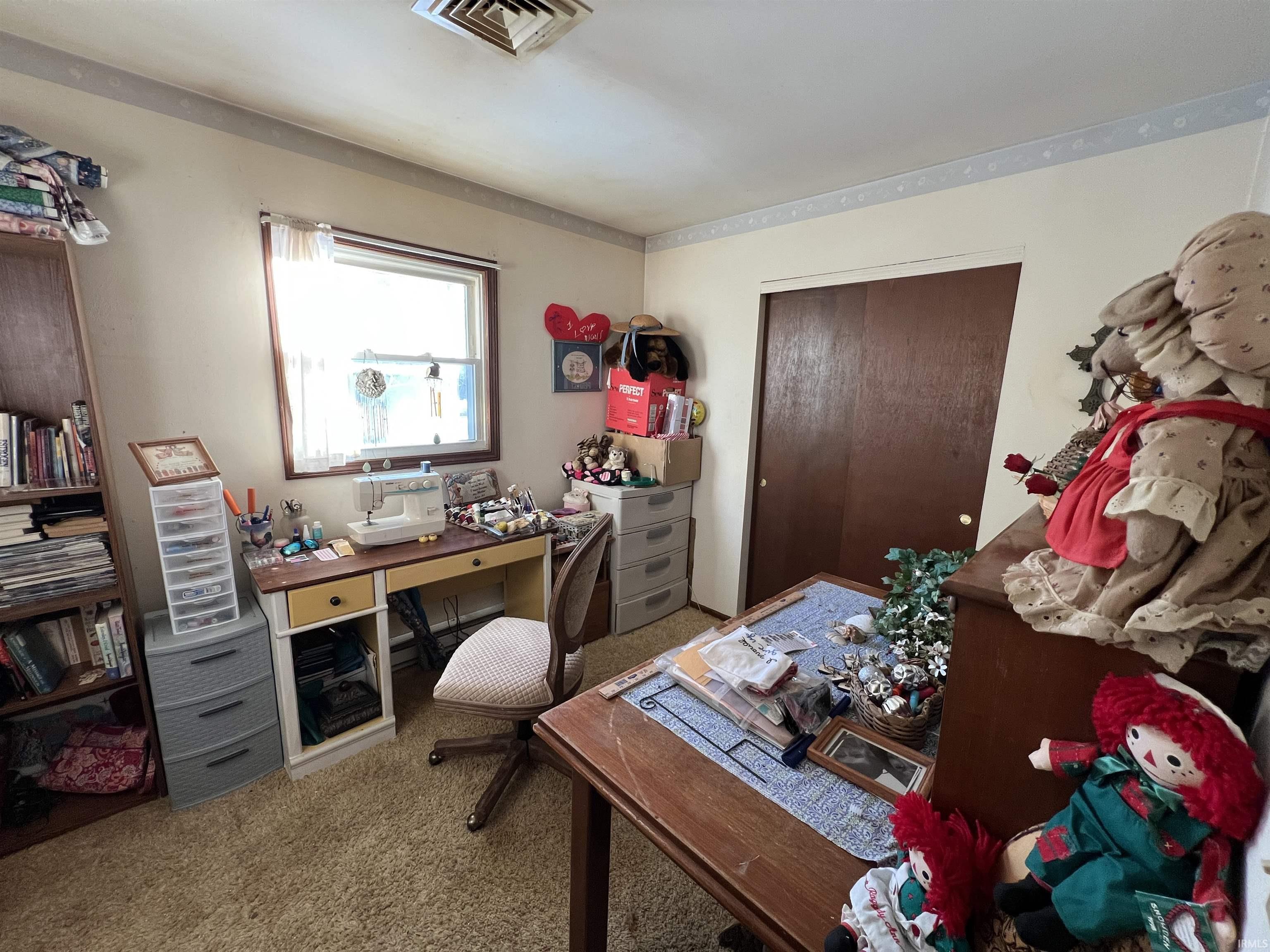 Bedroom with carpet floors