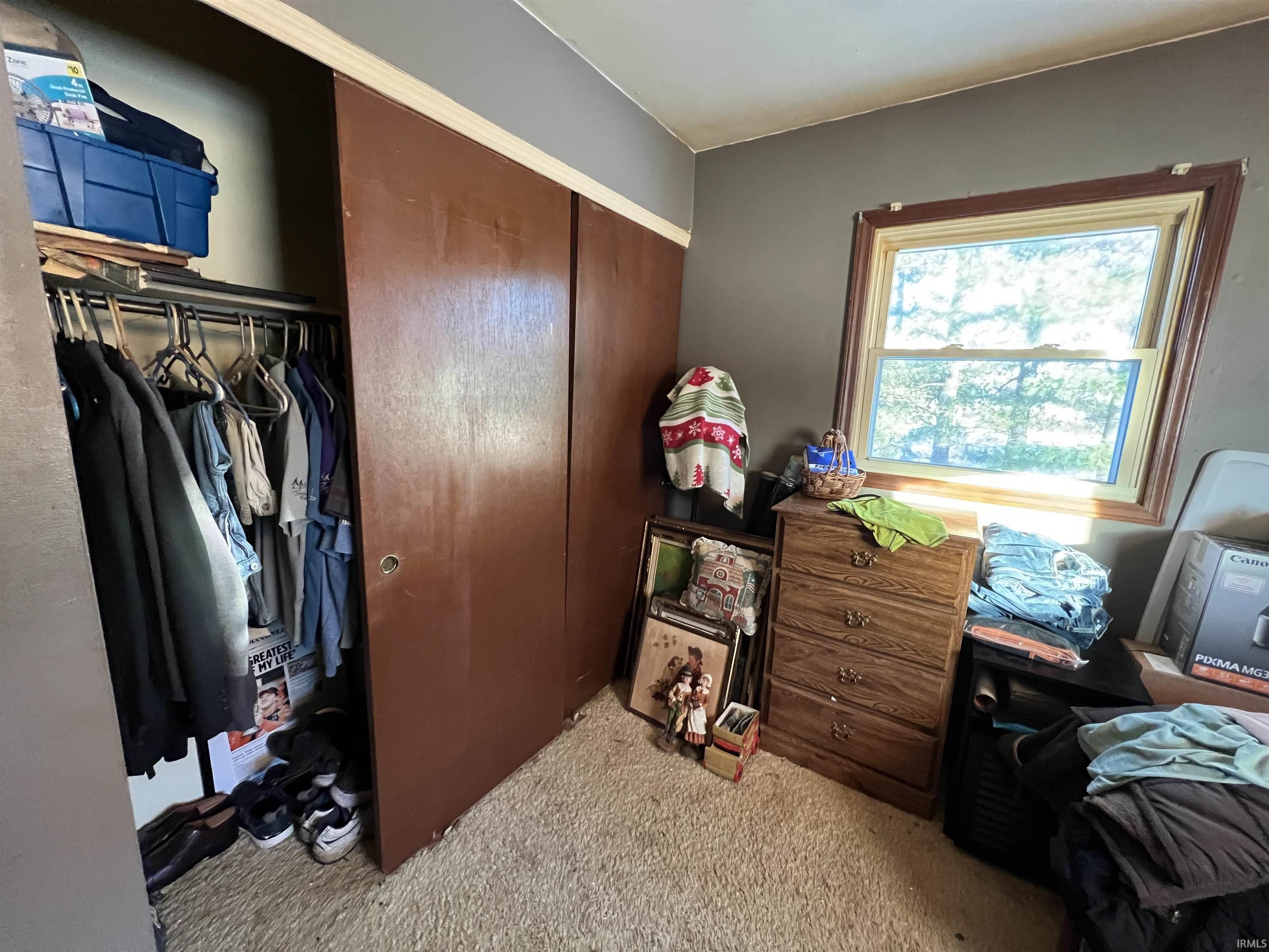 Bedroom featuring a closet and carpet