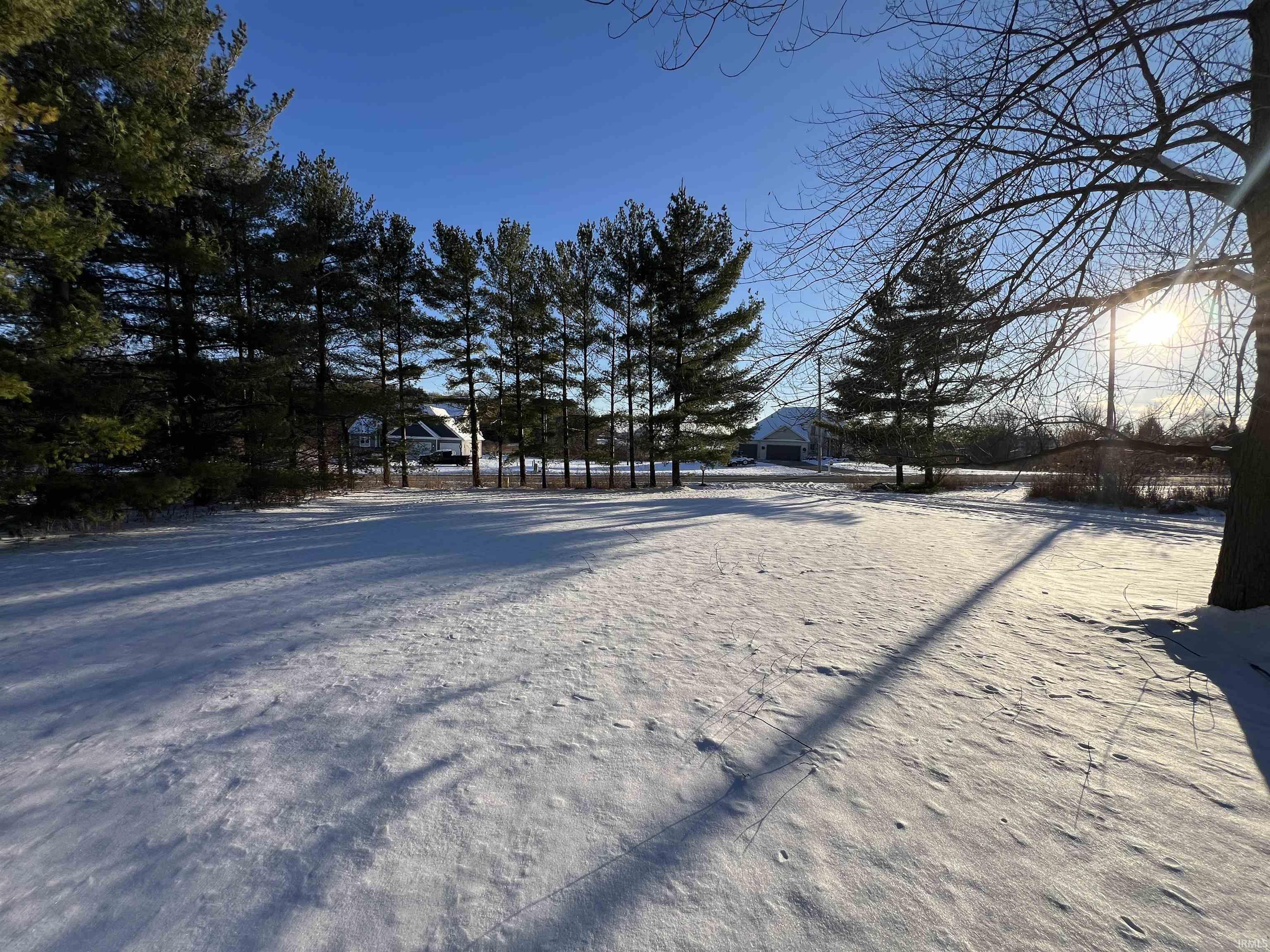 View of yard covered in snow