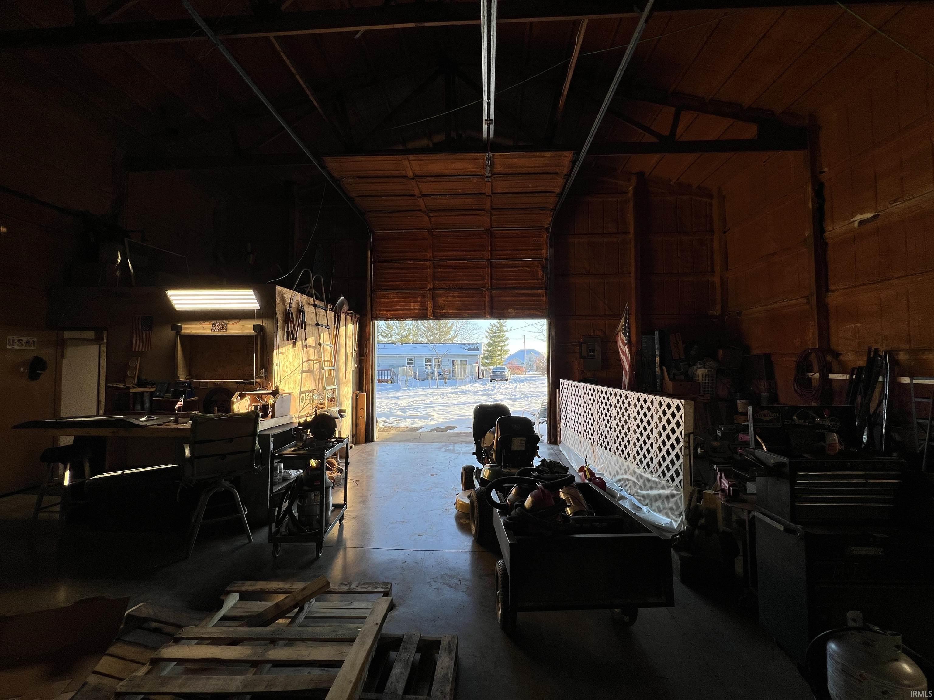 Barn featuring a workshop area