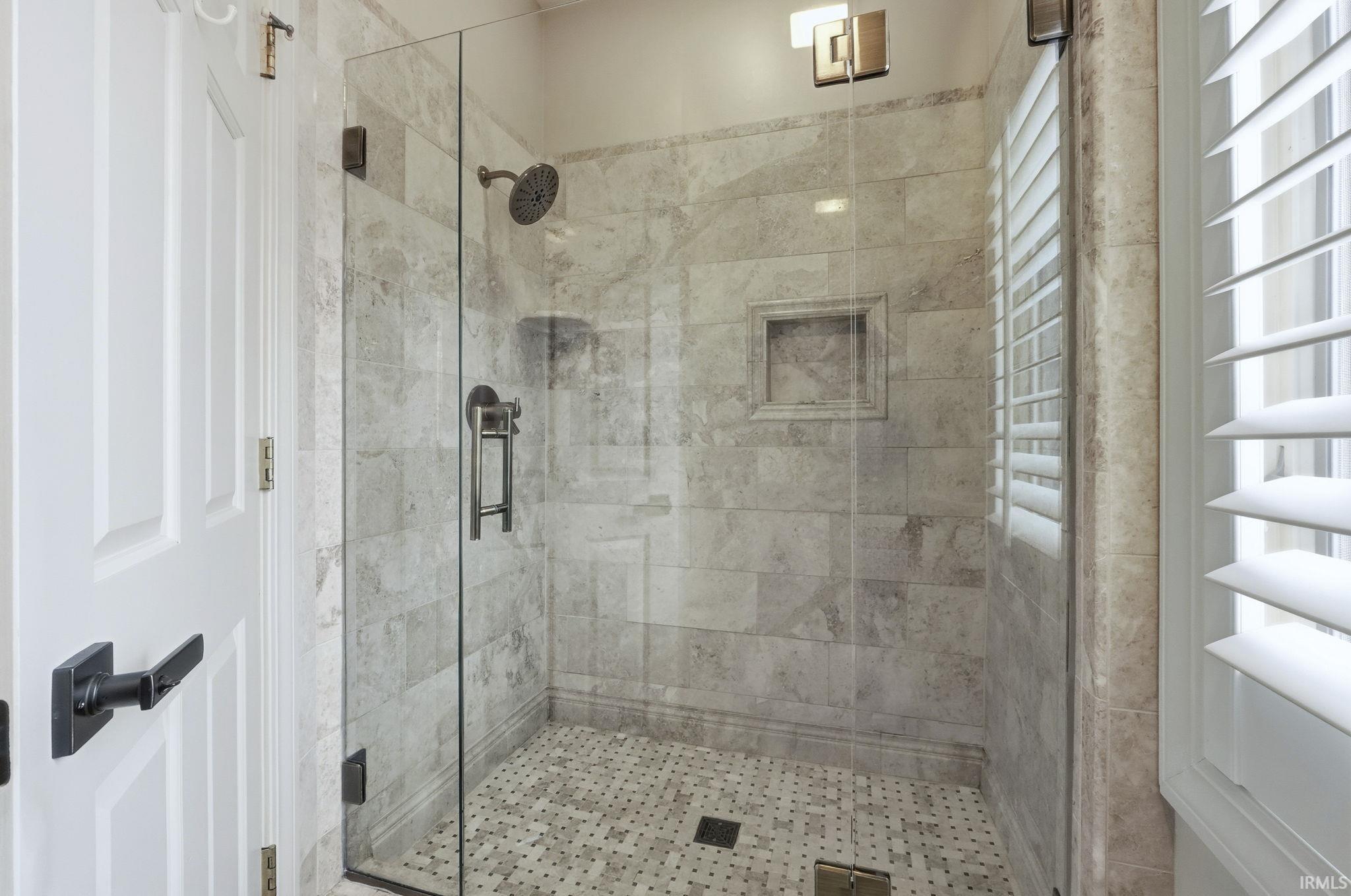 Tiled Walk-In Shower with Glass Door