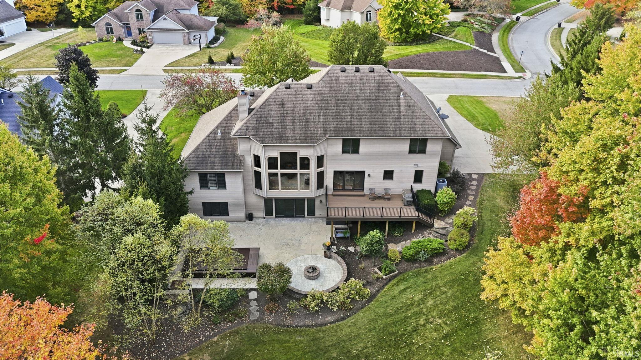 Full Lawn Irrigation, deck, stamped patio, swim spa, Pond view