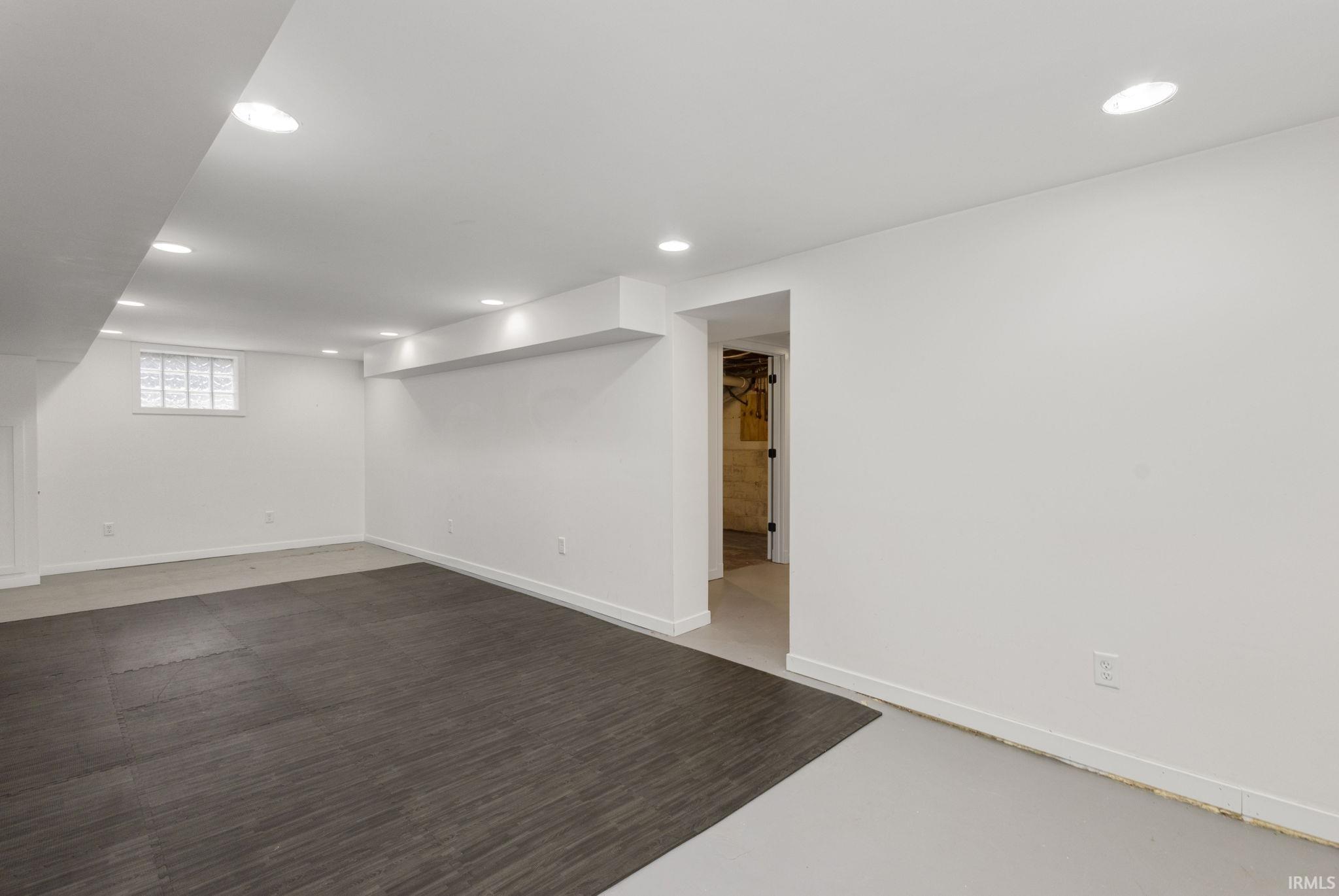 Below grade area with recessed lighting
