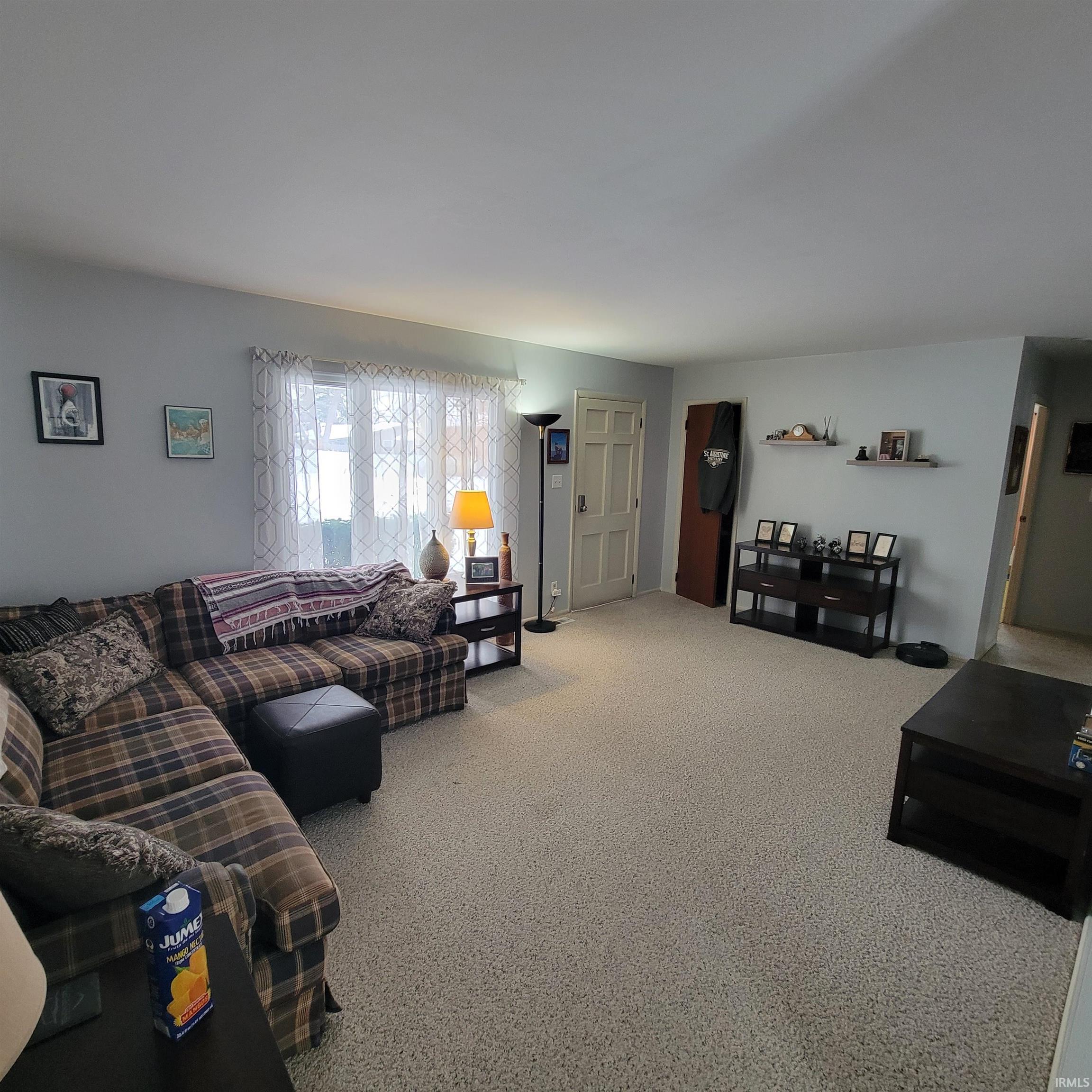 Living room featuring carpet