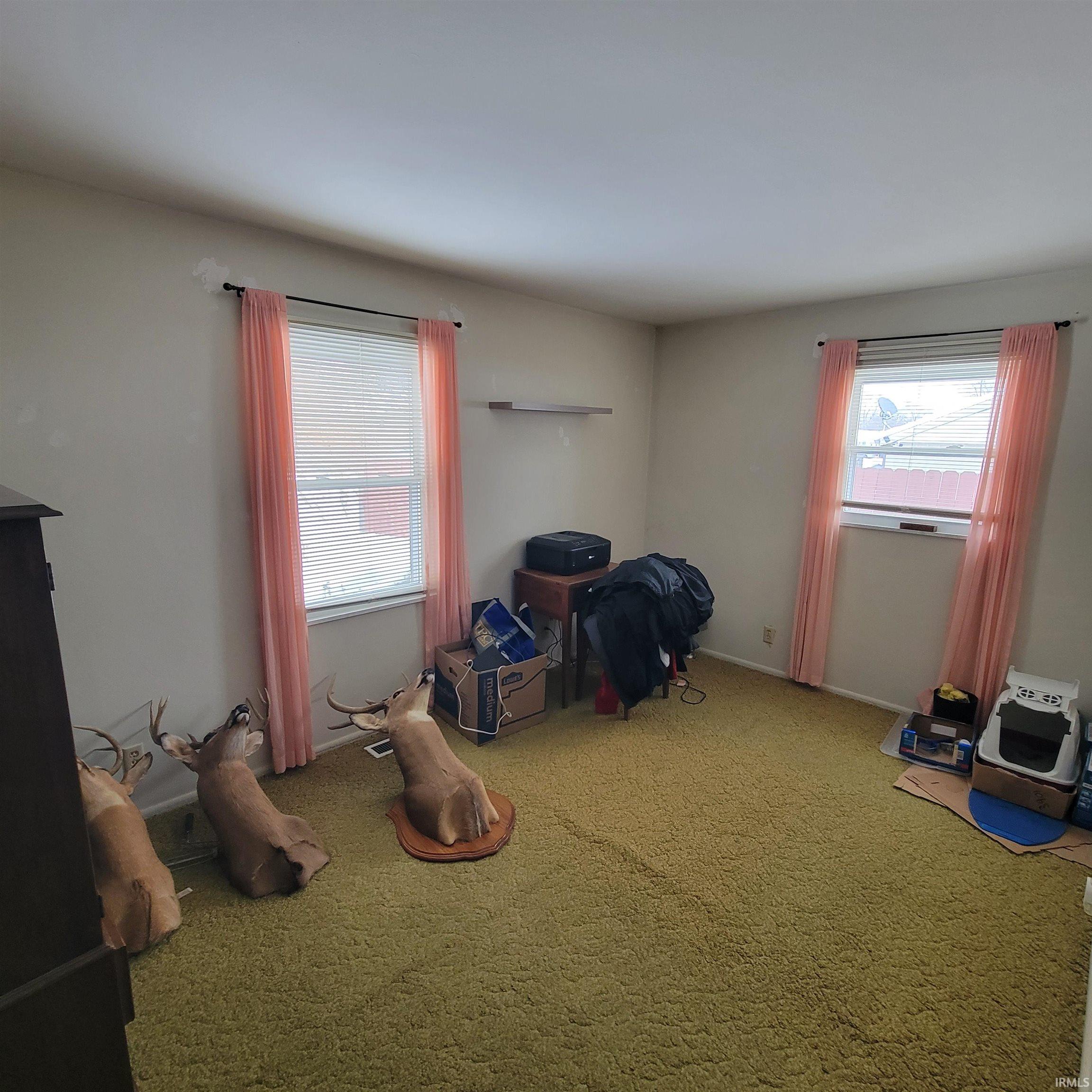 Unfurnished bedroom with multiple windows and carpet