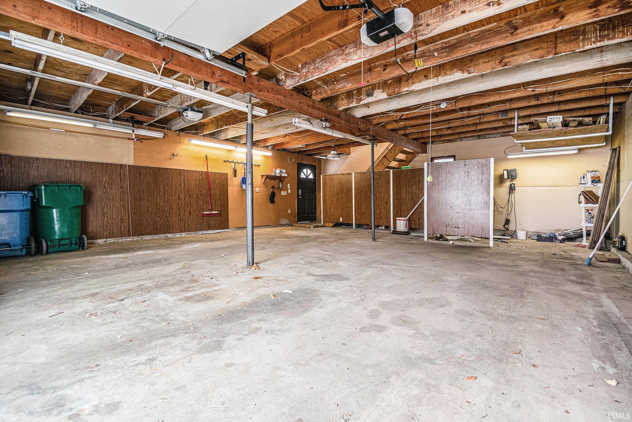 Basement with wood walls