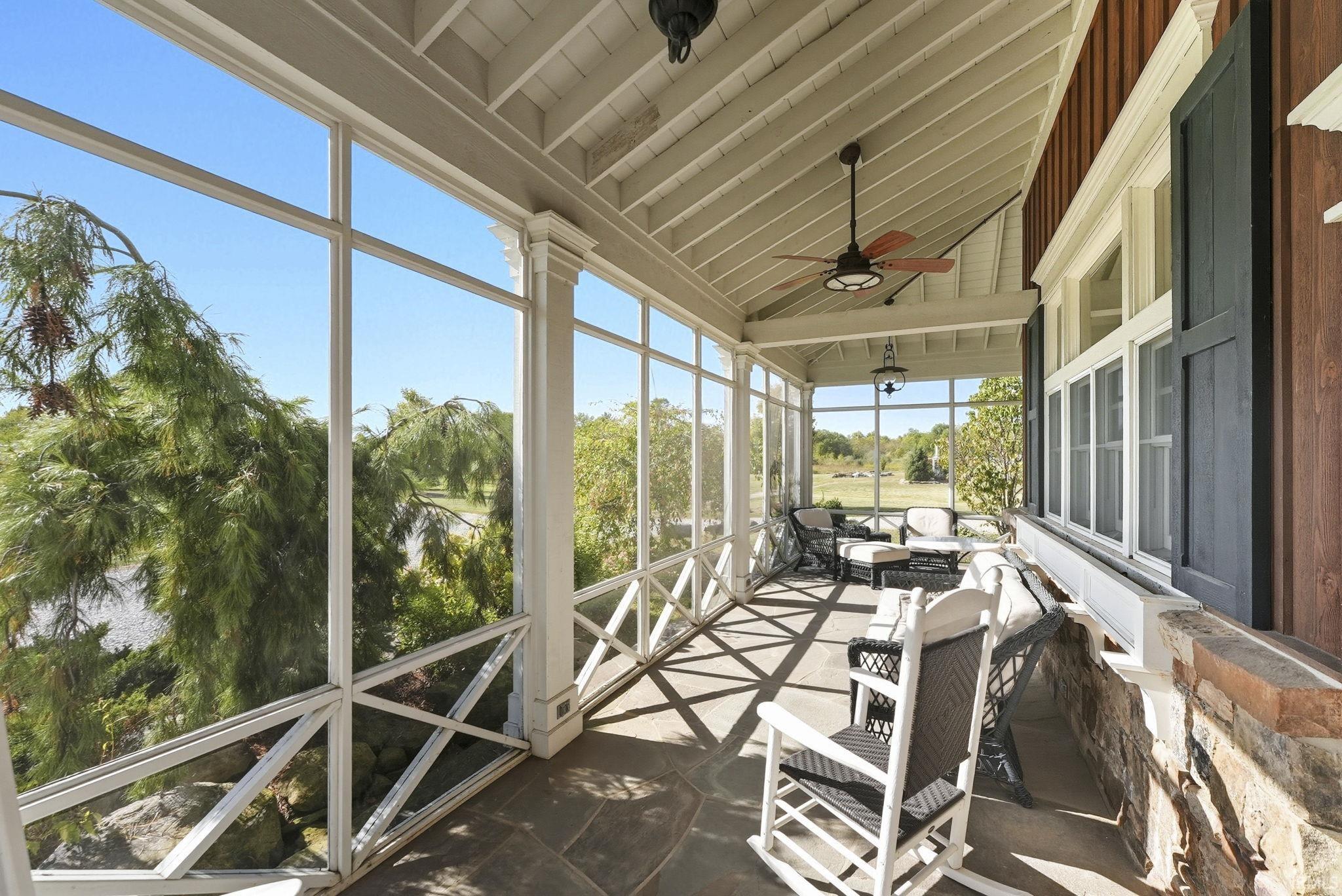 Screened porch of barn/carriage house