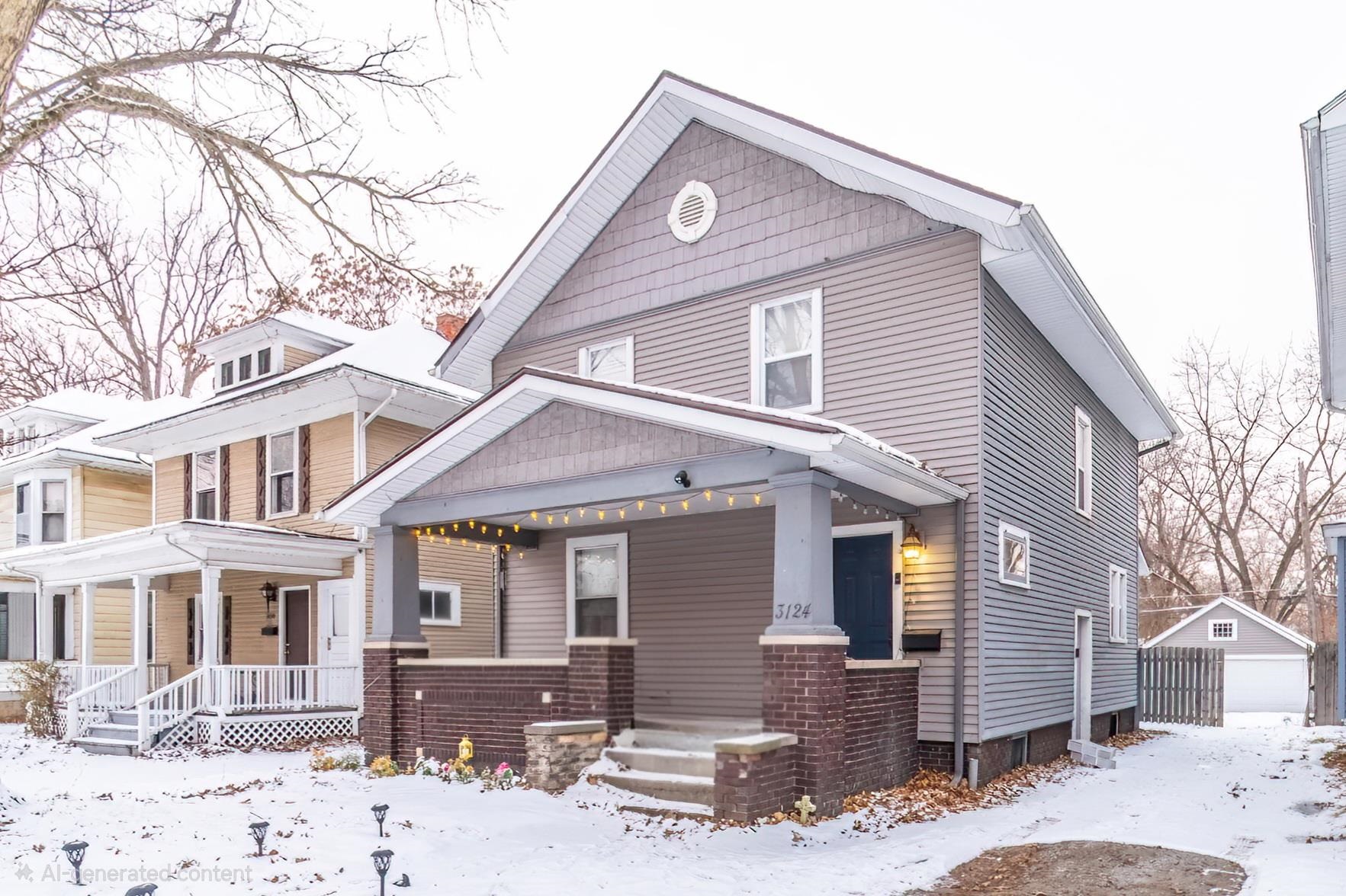 View of front of home featuring an outdoor structure, a porch, and a garage