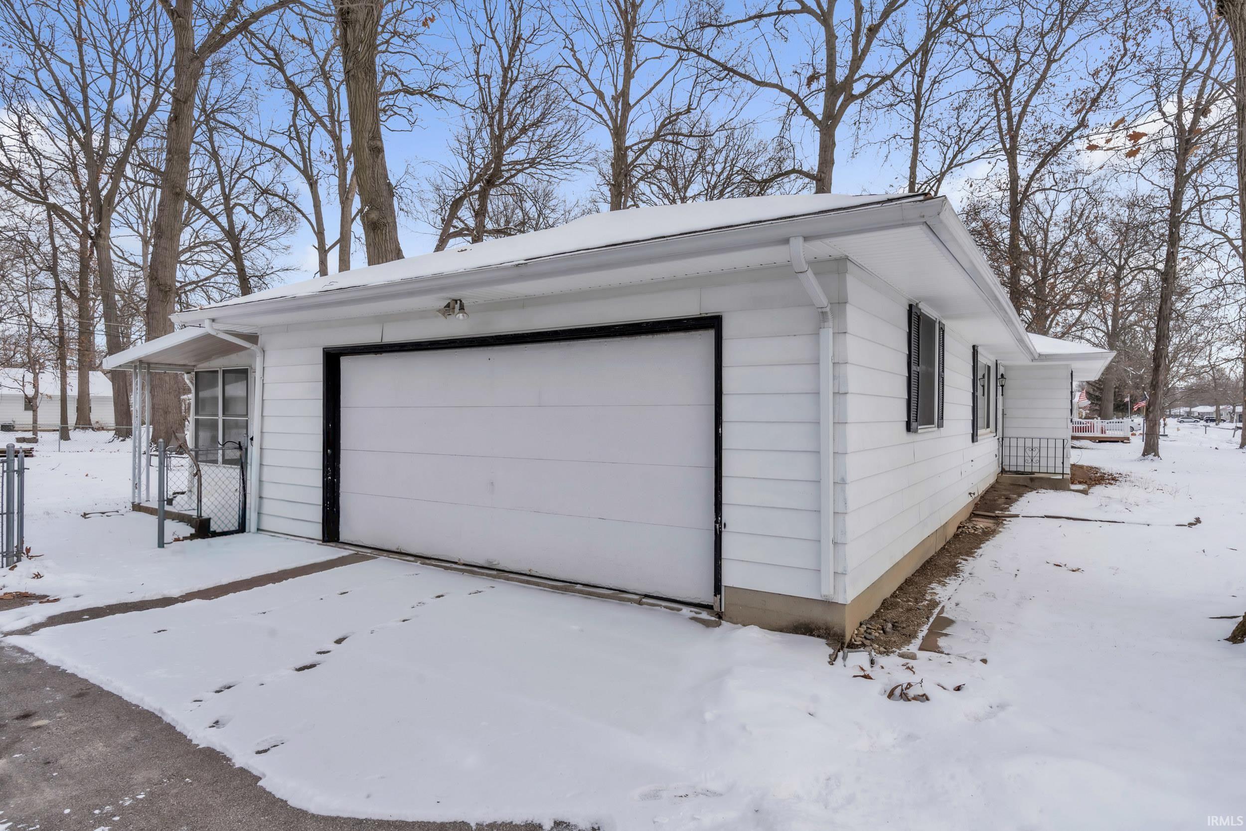 View of snow covered garage