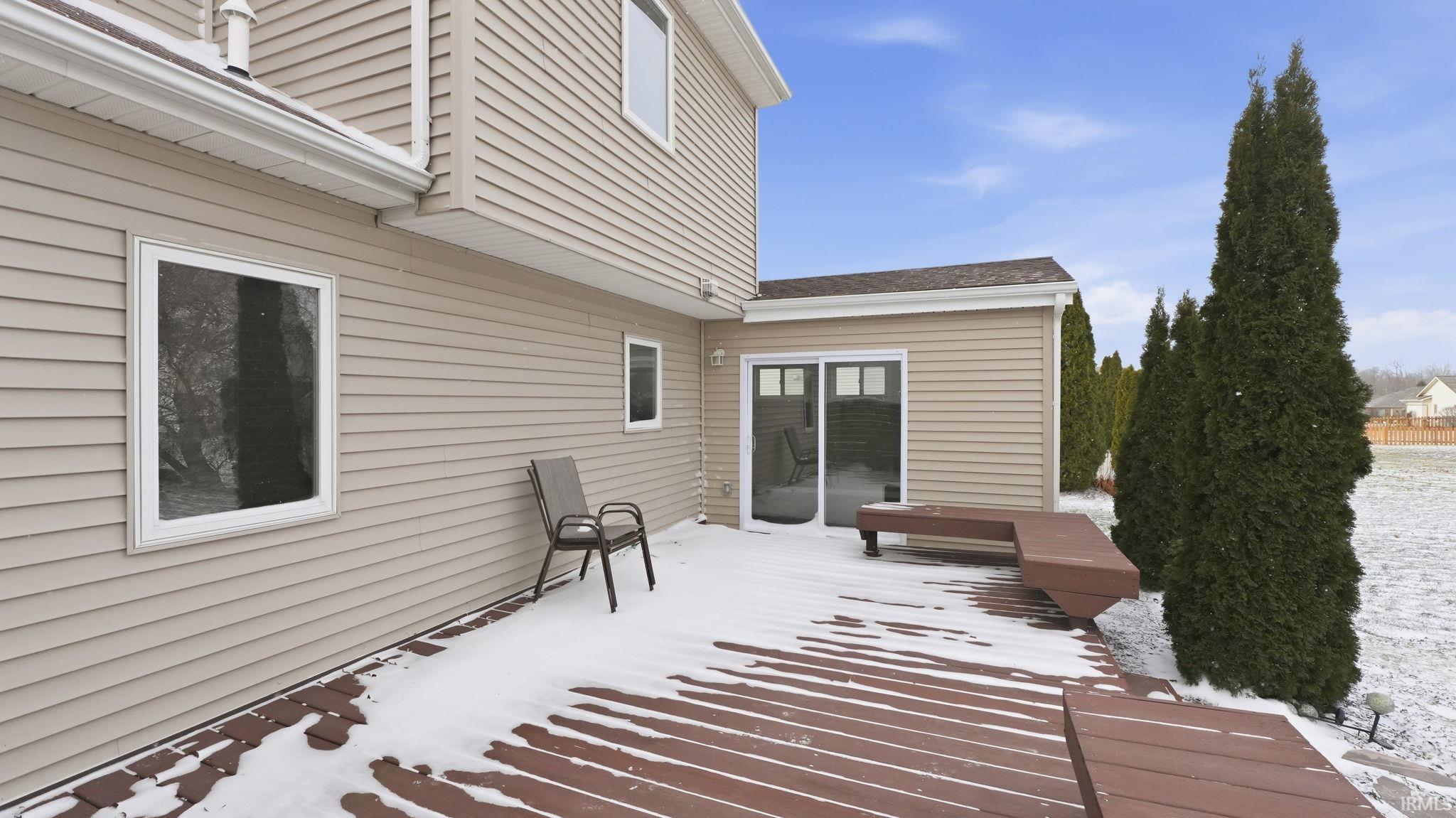 View of snow covered deck